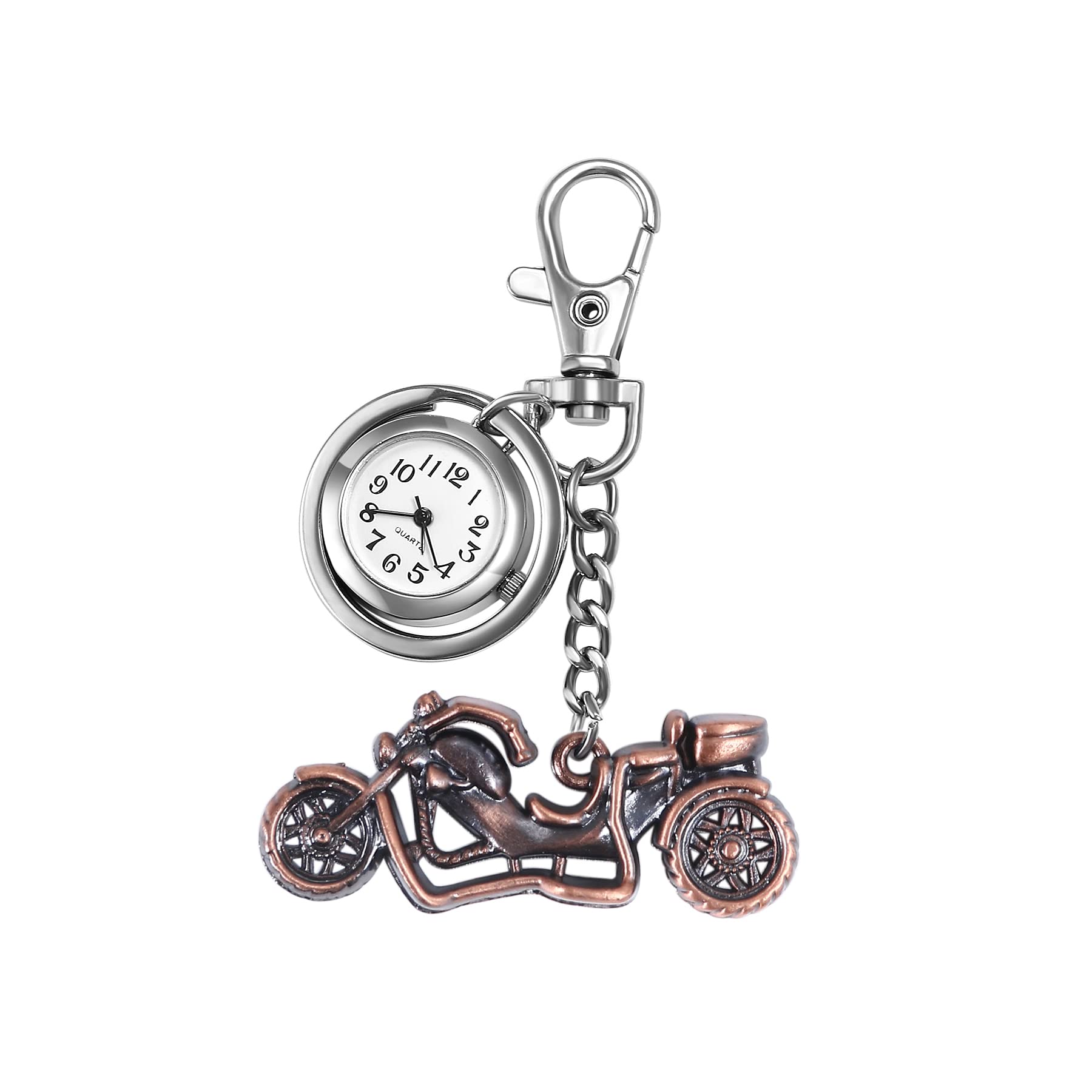 Vintage Steampunk Pocket Watch Keychain - Classic Quartz Motorcycle Pendant Necklace with Half Hunter Design | Perfect Gift for Christmas, Cosplay & Gothic Fashion Accessories