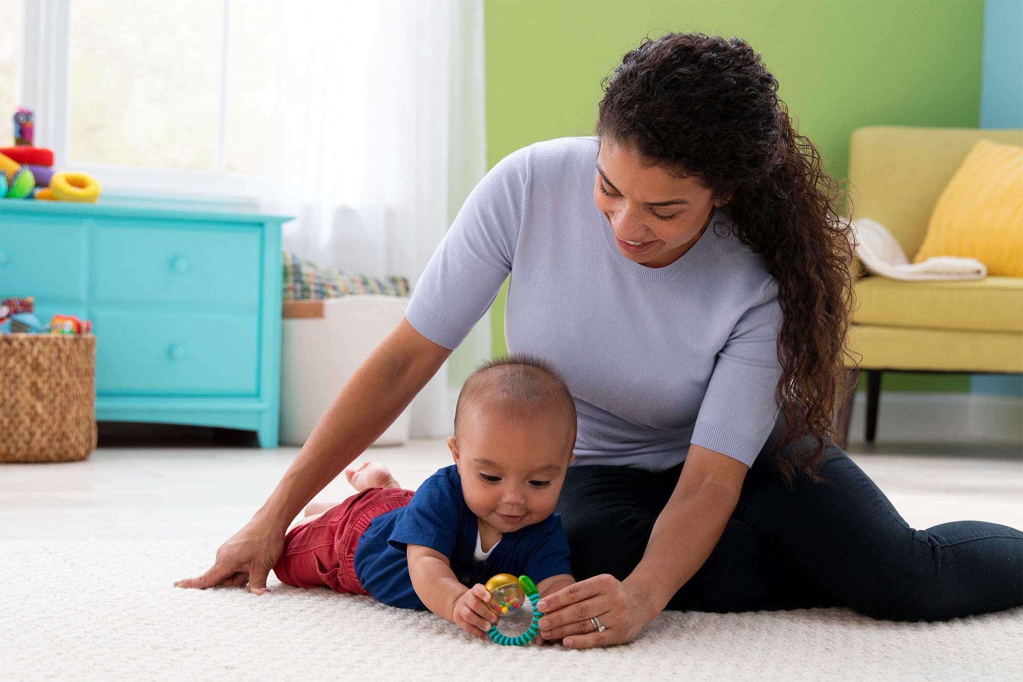 Lamaze Spin and Smile Rattle - Interactive Baby Toy for Sensory Development & Early Learning - Perfect for Tummy Time, Teething & Playtime Fun