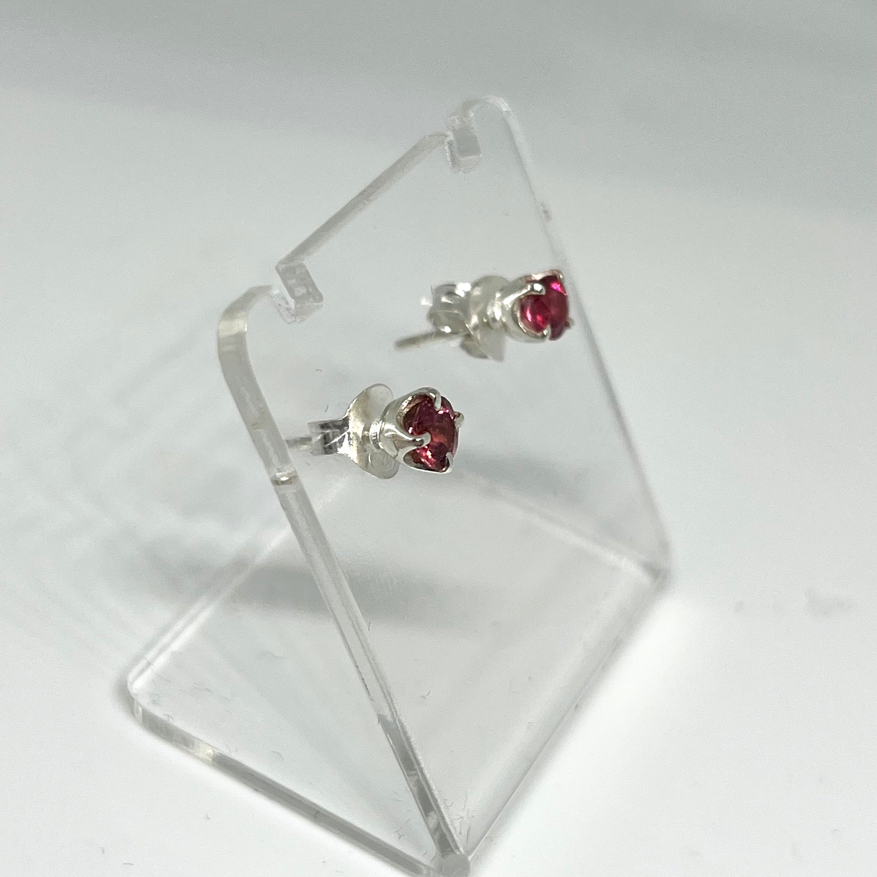 Pink Tourmaline Round Faceted Gemstone Stud Earrings 4-Prong Set - Elegant Jewelry for Women, Perfect for Weddings, Parties & Daily Wear (PSE007)