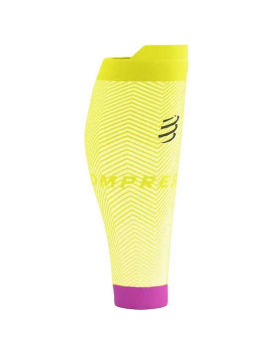 Compressport Unisex R2 Oxygen Calf Sleeves - Performance Compression for Running, Cycling & Recovery (Safe Yellow) - Ideal for Athletes & Fitness Enthusiasts
