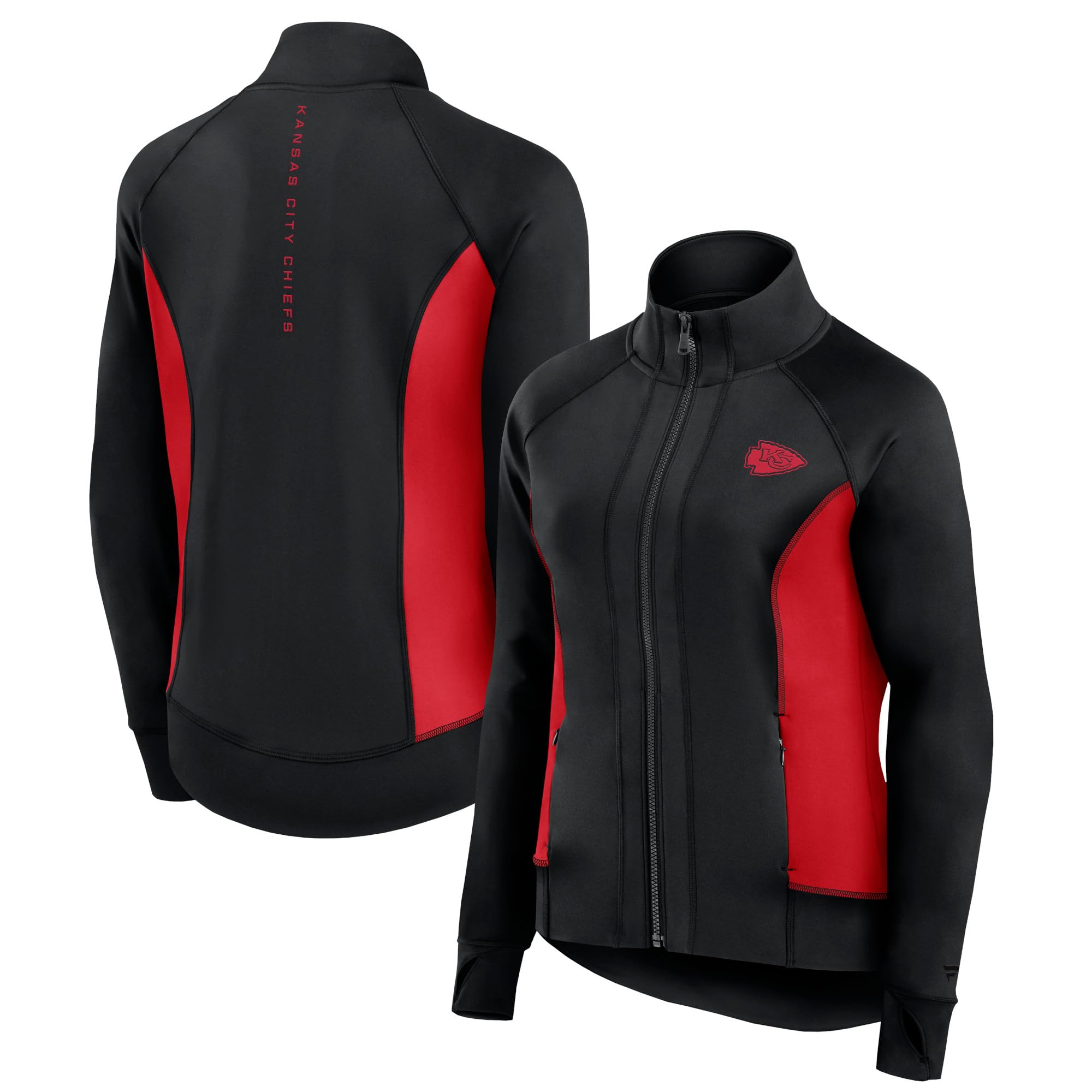 Fanatics Women's NFL Studio Fitted Full-Zip Gym Track Jacket - Lightweight Workout Hoodie for Running, Yoga & Casual Wear - Official Licensed Football Apparel