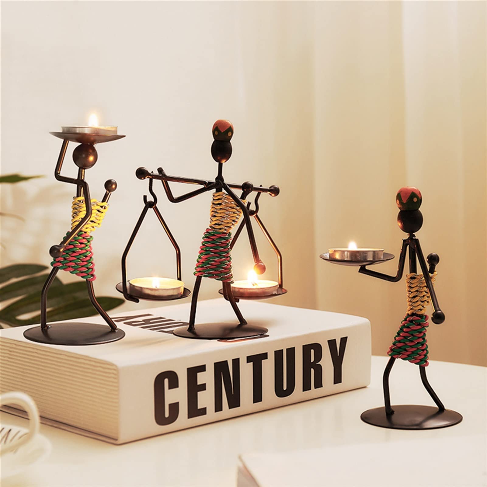 LIHDESTB Elegant Iron Candle Holders - Vintage Candle Sticks for Home Decor, Kitchen, Restaurant & Party (Set of 2) - Perfect for Christmas, Halloween, Wedding & Romantic Dinner Decorations