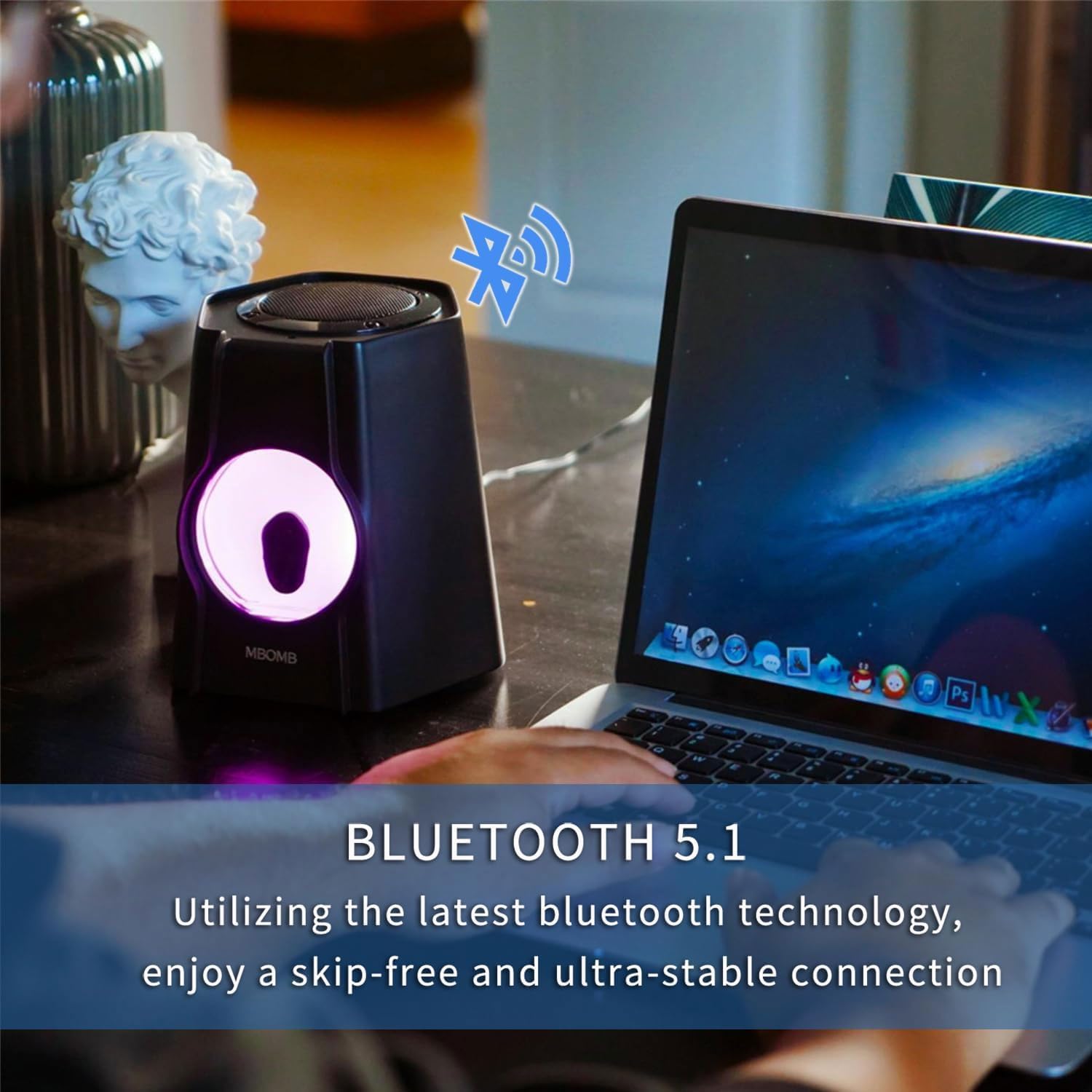 Rhythm Light Magnetic Fluid Bluetooth Speaker - Wireless 5.1 Surround Sound, 15W 360° 3D Audio with Adjustable LED Lights | Perfect for Home Theater, Parties & Creative Gifts