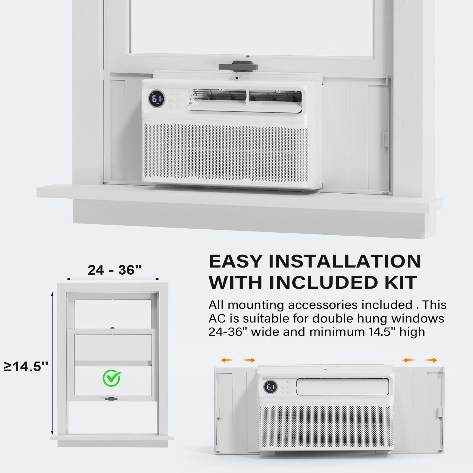 Bonnlo 8000 BTU Smart WiFi Window Air Conditioner with Inverter Technology - Energy Efficient Cooling for Small Rooms (115V/60Hz) - APP & Voice Control, Timer, Easy Installation with Pre-Installed Side Panels - Perfect for Bedrooms, Home Offices & Apartments
