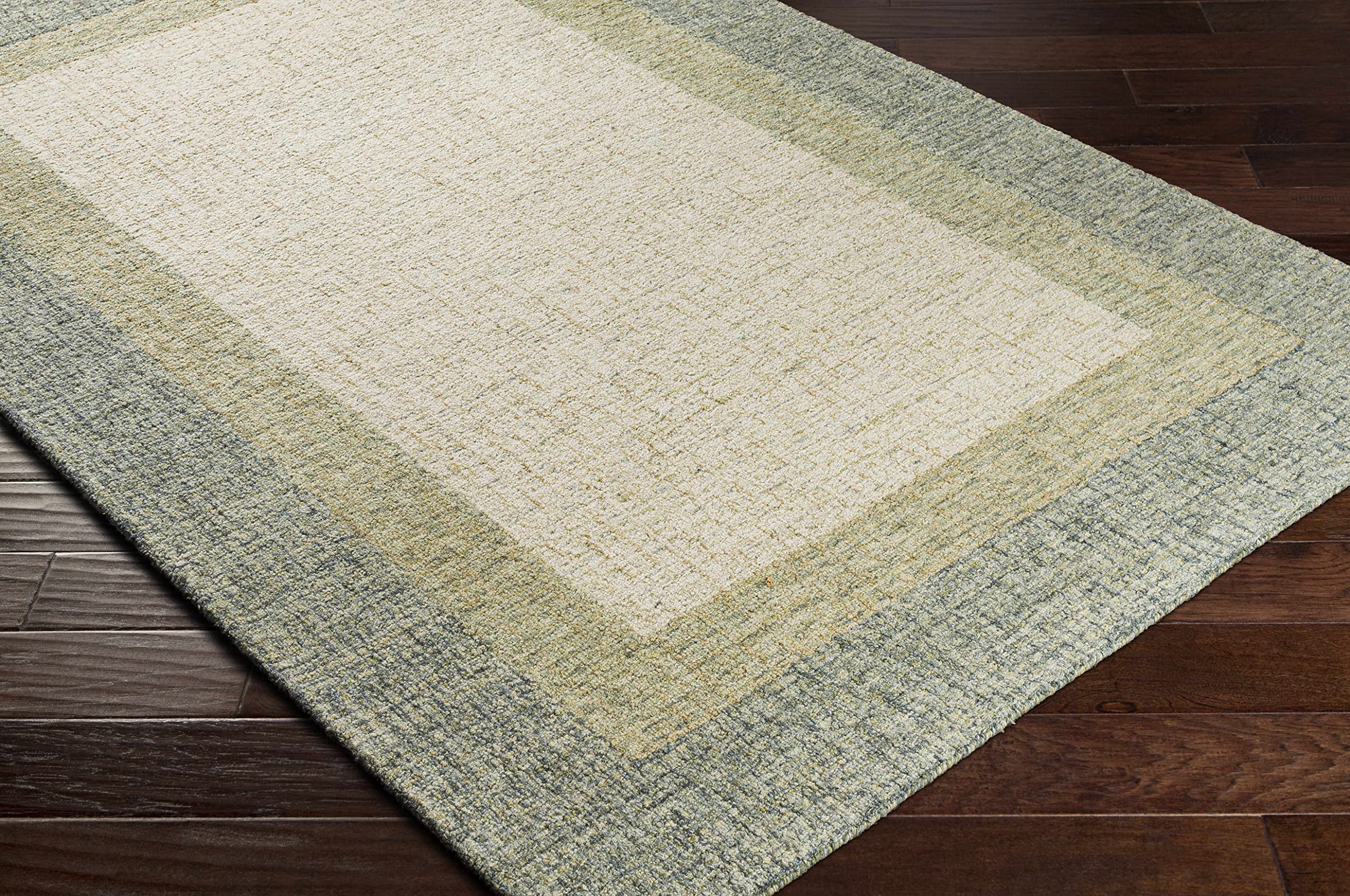Hauteloom Pualas Wool Area Rug - Modern Beige & Green 2' x 3' - Soft Living Room & Bedroom Rug for Cozy Home Decor