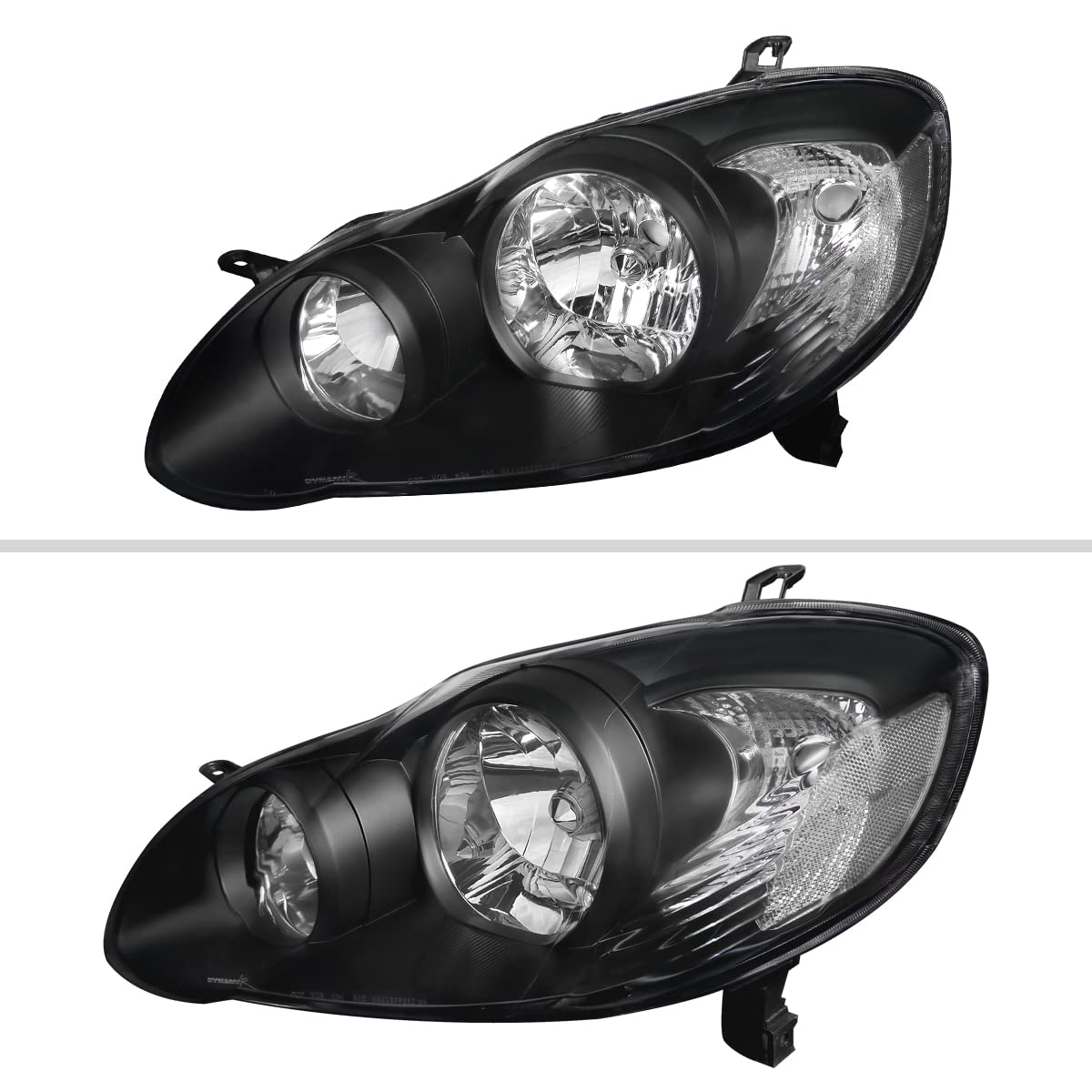 03-08 Toyota Corolla CE LE S JDM Replacement Black Clear Headlights & Lamps - Perfect for Night Driving & Car Upgrades