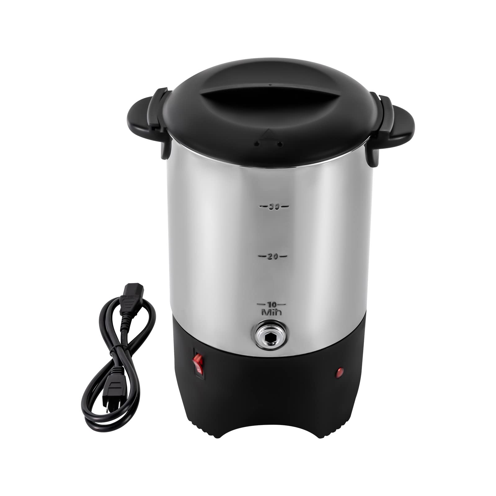 Commercial Coffee Maker 30 Cup (5.8OZ) Stainless Steel Large Coffee Dispenser - 1000W 110V Electric Coffee Percolator with Detachable Power Cord - Fast Brewing Hot Water Urn for Offices, Restaurants & Catering Events (Silver)