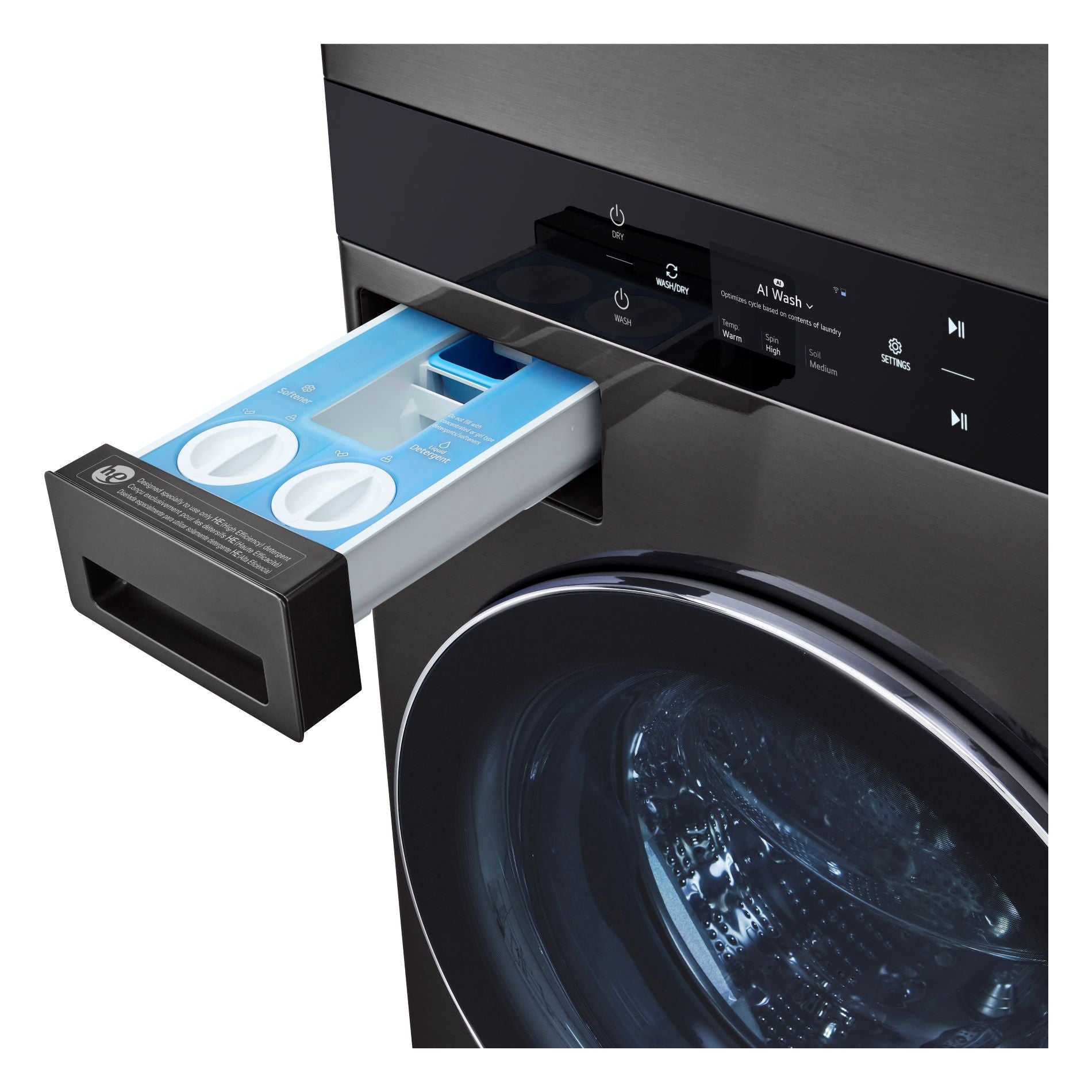 LG WKEX300HBA Black Front Load Washer and Dryer Combo - 5.8 cu.ft Washer & 7.4 cu.ft Dryer with Center Control® - Perfect for Laundry Rooms, Apartments, and Small Spaces