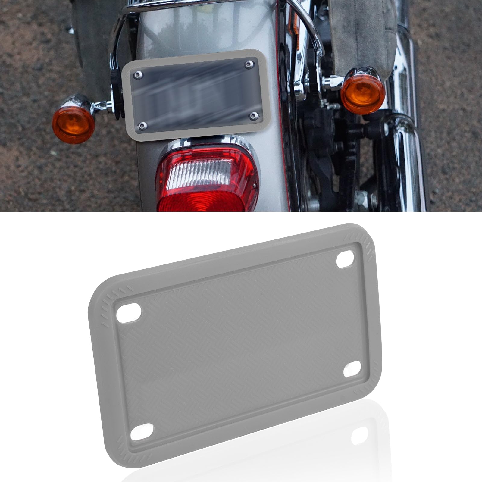 Xotic Tech Motorcycle Silicone License Plate Frame - Rustproof, Rattleproof & Weatherproof Motorbike Plate Holder (7.56