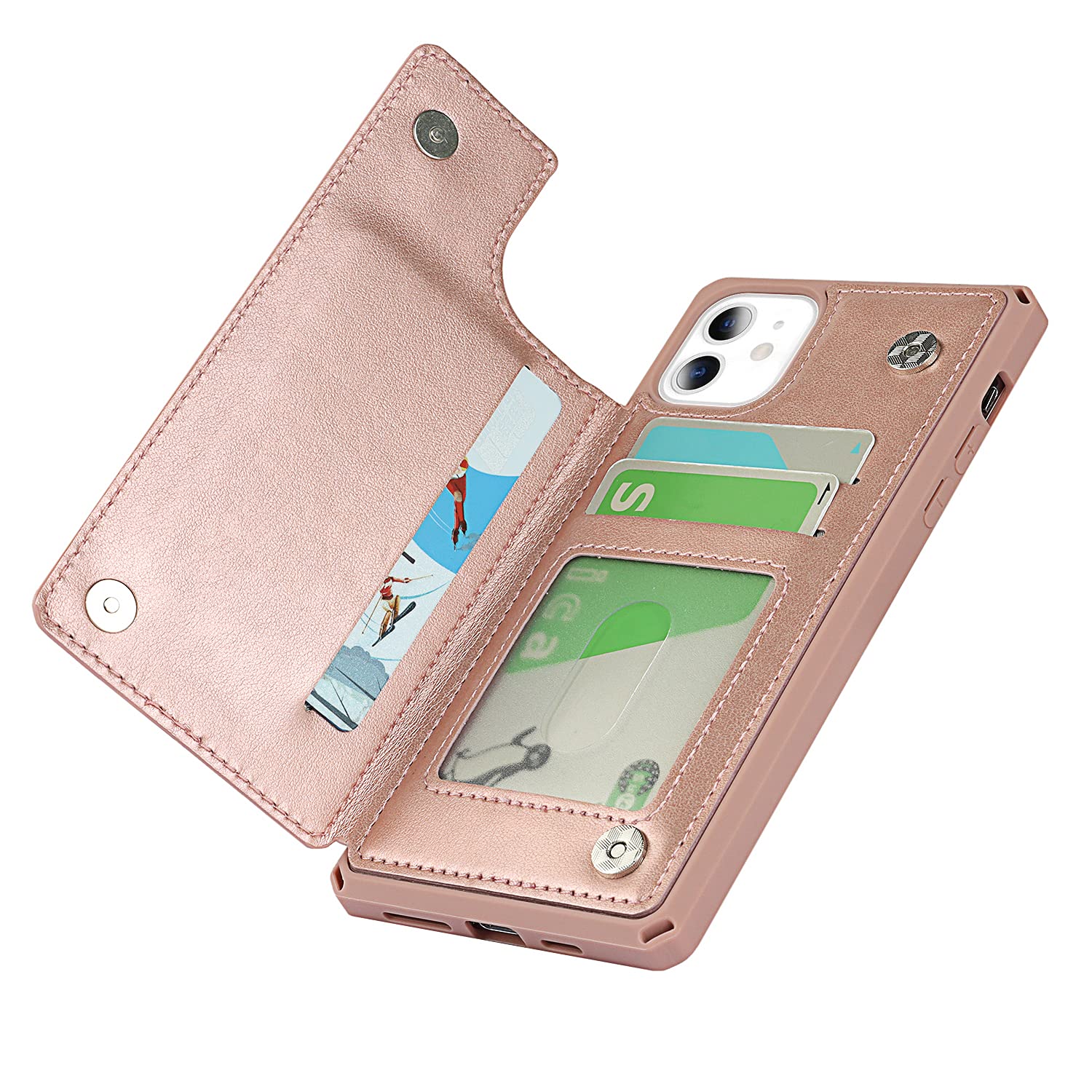 Premium Leather Shockproof iPhone 11 Case with Credit Card Holder & Wallet Slot - 6.1