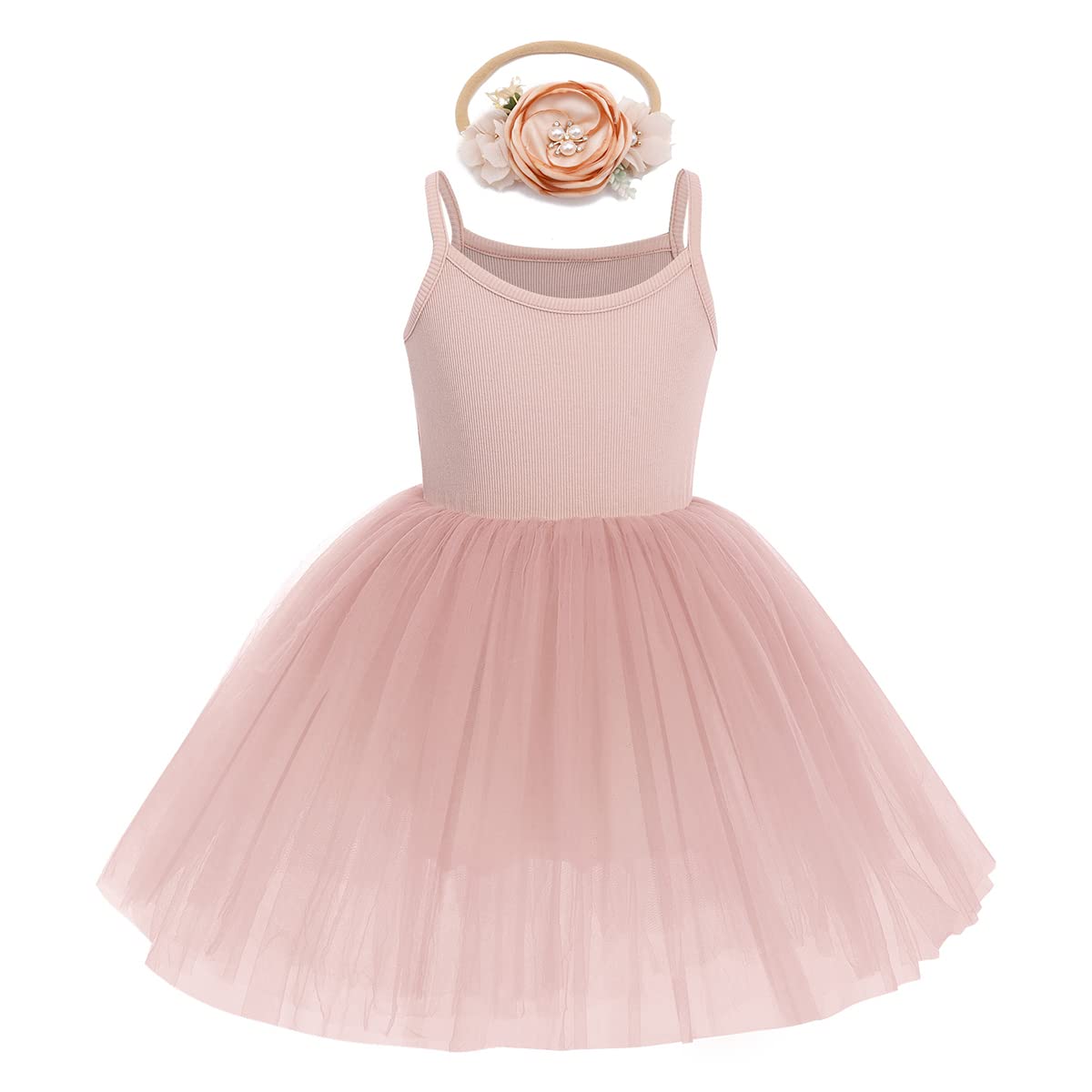 Baby Girls Tutu Dress - Toddler Summer Sleeveless Princess Party Dress with Headband | Soft Tulle Sundress for Birthday, Photo Shoots & Special Occasions