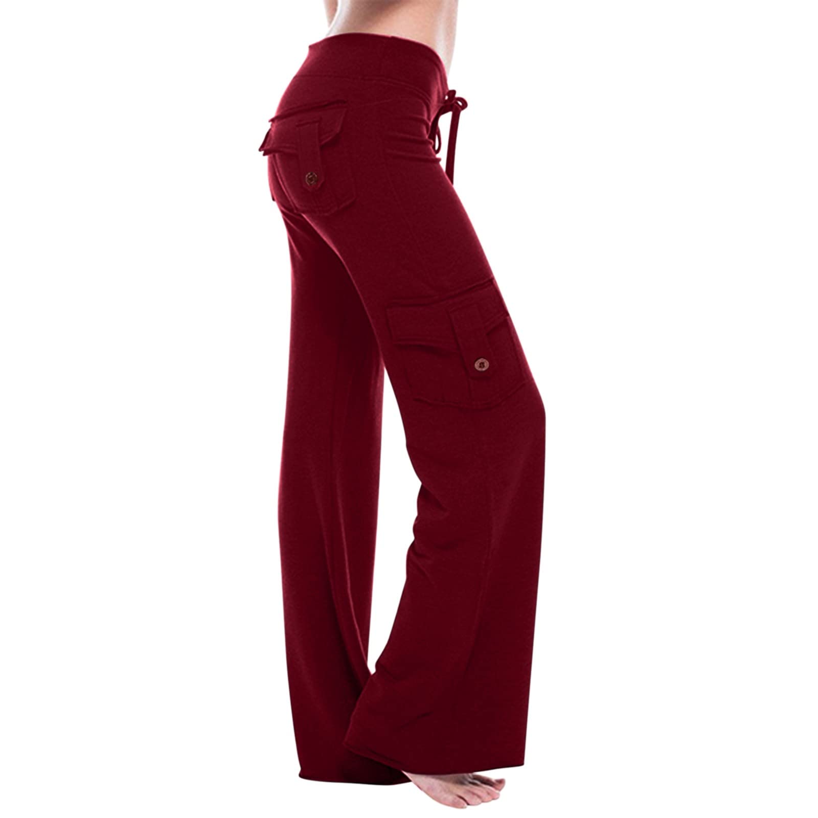 Sheer Sequin Pants for Women - Elastic Waist Casual Cargo Joggers with Pockets | Wide Leg Yoga Pants | Bulk Work Pants for Lounge, Dance & Everyday Wear