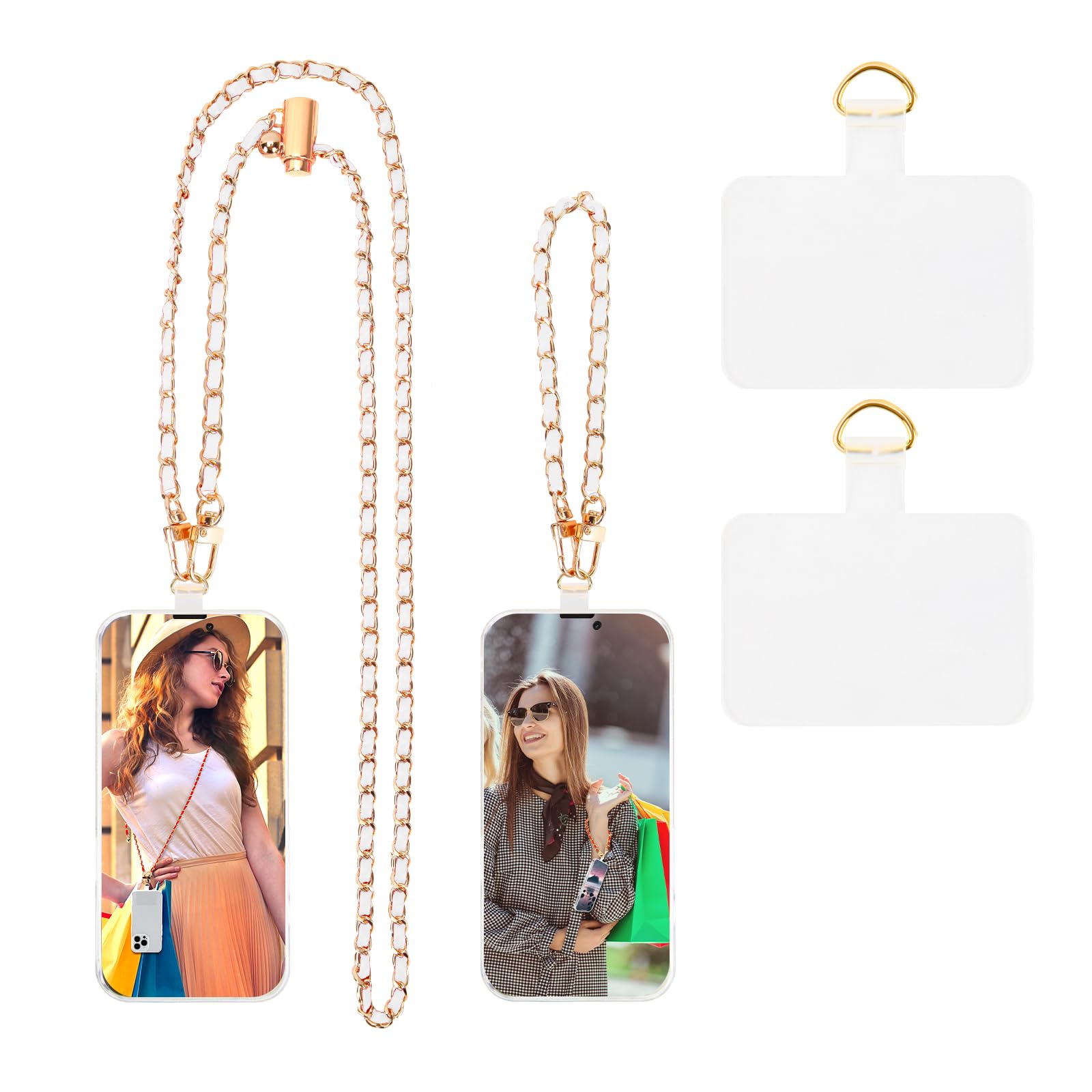 Adjustable Phone Lanyard with Wrist Strap - Universal Crossbody Chain for Smartphones - Fashion Accessory for Women & Girls (White) - Perfect for Work & Travel