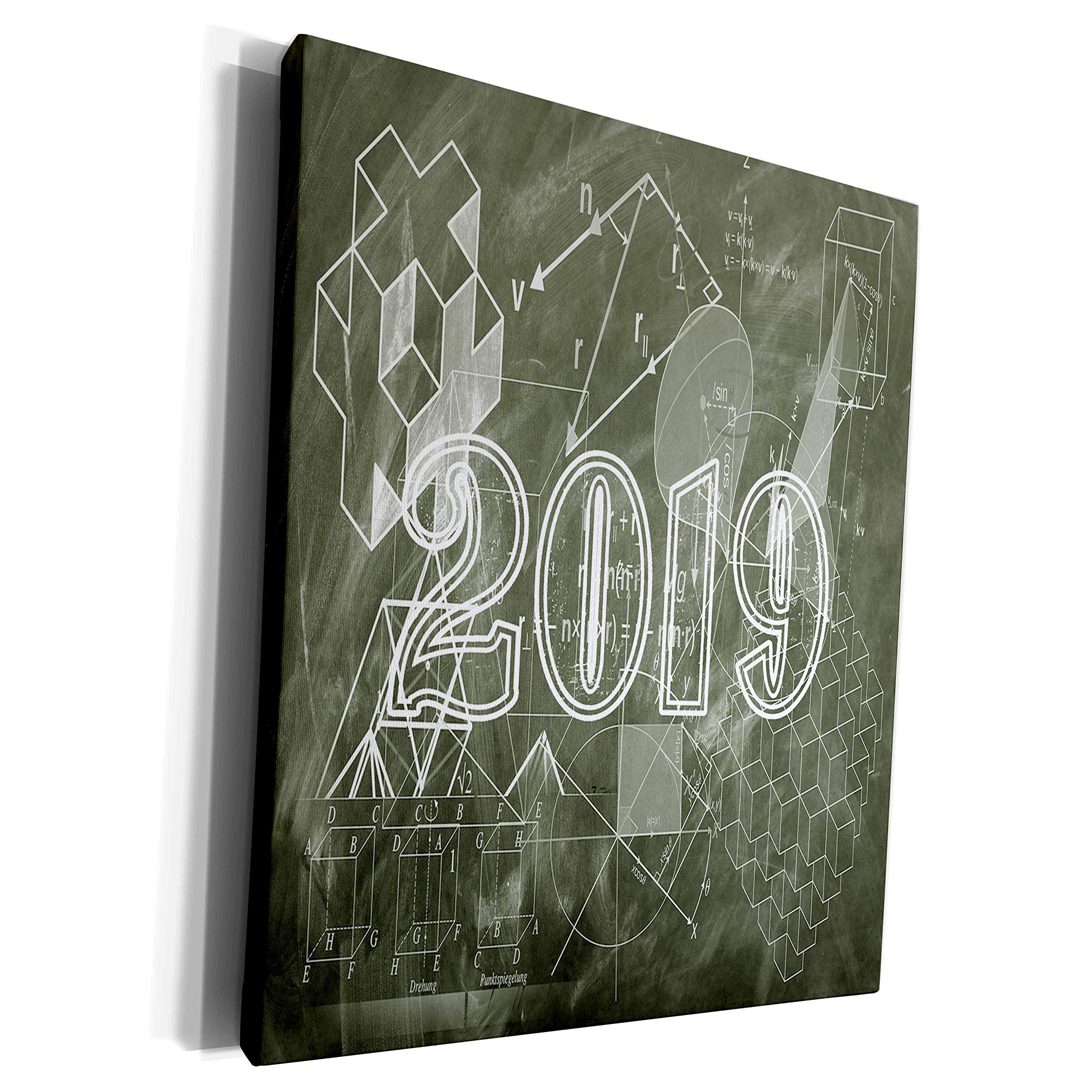 3dRose 2019 Graduation Geometry Mathematics Hexahedron Cube Art Print - Museum Quality Canvas Wrap Wall Decor (cw_308970_1) - Perfect for Classroom, Office & Math Enthusiast Gifts