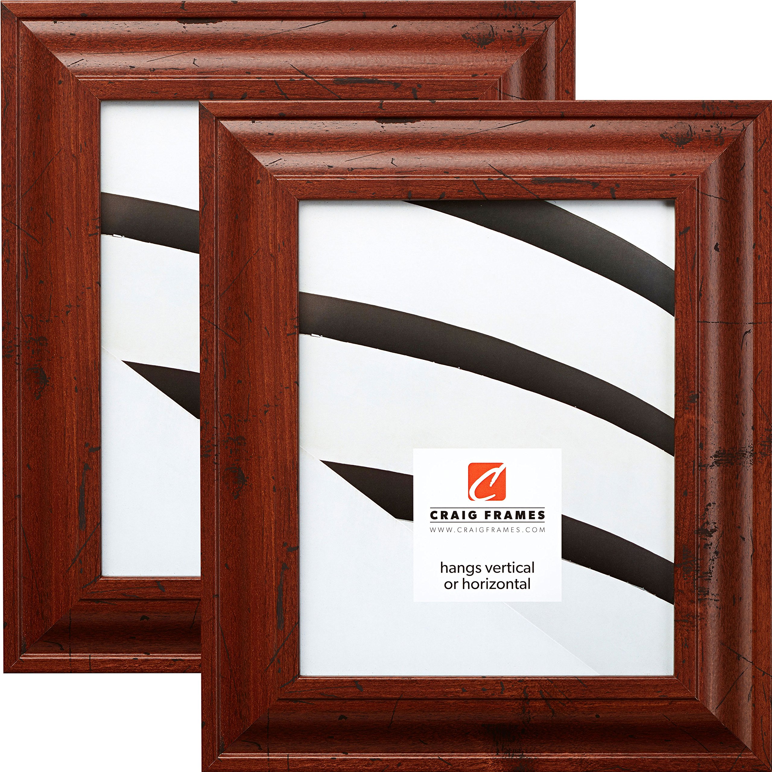Craig Frames 76004 8x12 Inch Picture Frame Set of 2 - Contemporary Walnut Brown Wood Photo Frame for Wall Display, Home Decor, Office, and Gift Giving