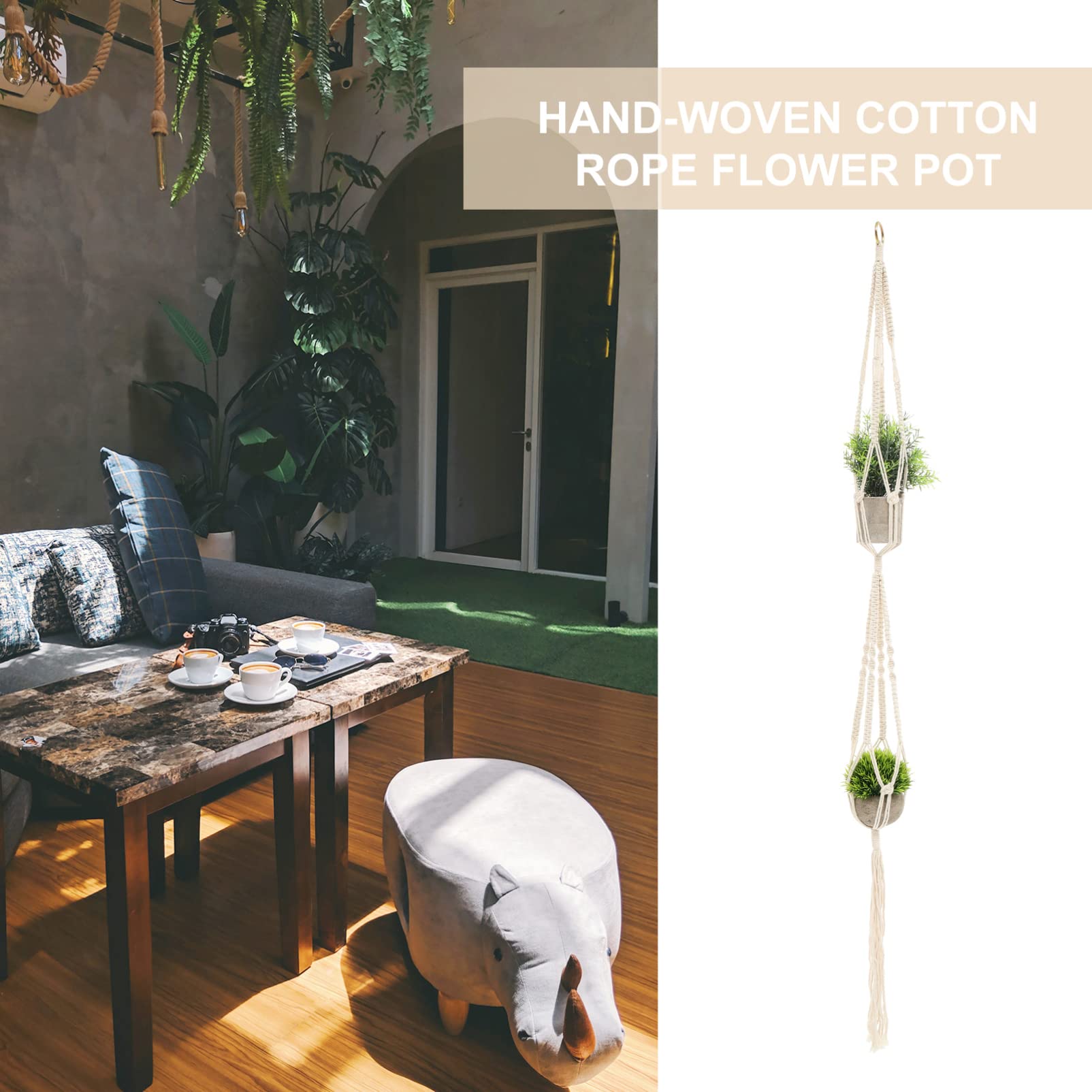 Handmade Macrame Plant Hangers - Bohemian Cotton Rope Hanging Planter for Indoor & Outdoor Decor - Flower Pot Holder for Living Room, Patio, Balcony & Garden Decorations