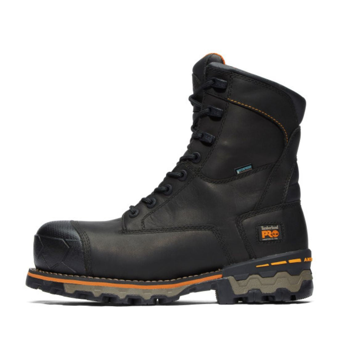 Timberland PRO Boondock Men's 8 Inch Waterproof Work Boots with Composite Safety Toe - Black 89645 | Durable Construction for Outdoor Jobs, Construction Sites & Heavy Duty Work