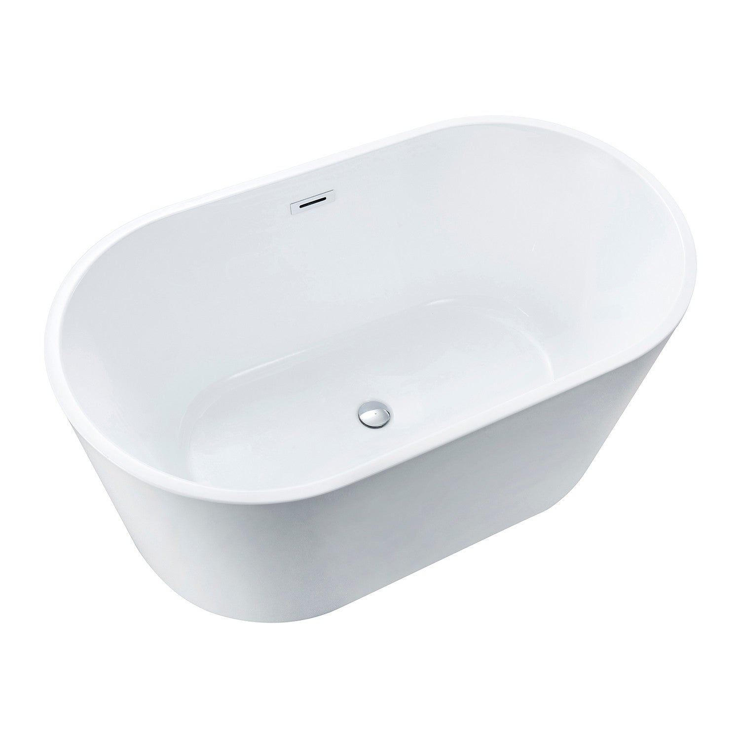 Aqua Eden VTDE533023 53-Inch Freestanding Acrylic Oval Bathtub with Drain - Glossy White - Luxury Soaking Tub for Spa, Bathroom, and Relaxation at Home