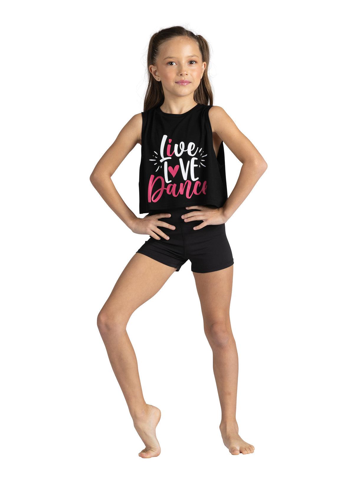 DanzNMotion Kids Dance T-Shirt - Soft Cotton Live Love Dance Tee for Girls & Boys - Perfect for Dance Classes, Recitals & Playdates