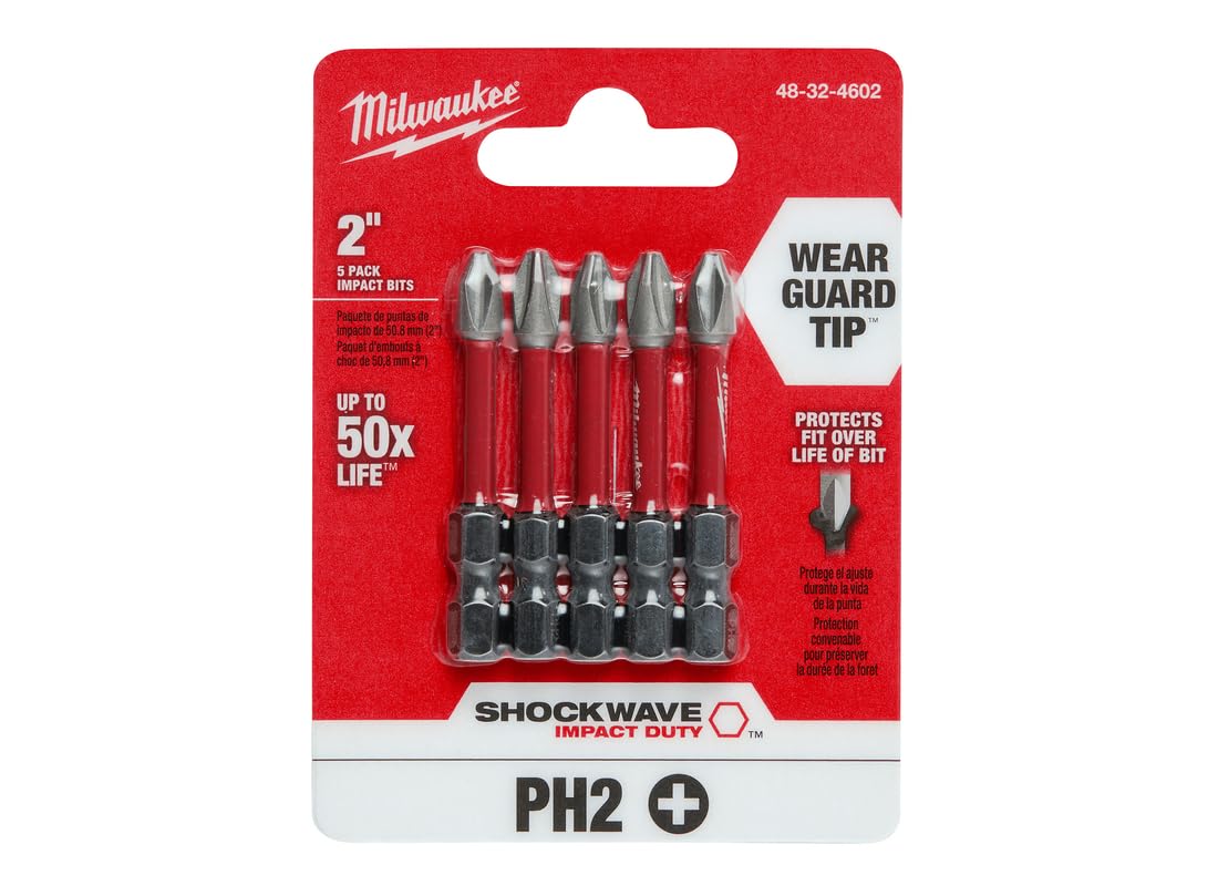 Milwaukee 48-32-4602 Phillips Power Bits 5 Pack - Premium Screwdriver Bits for Power Tools - Perfect for Drilling, Construction & DIY Projects