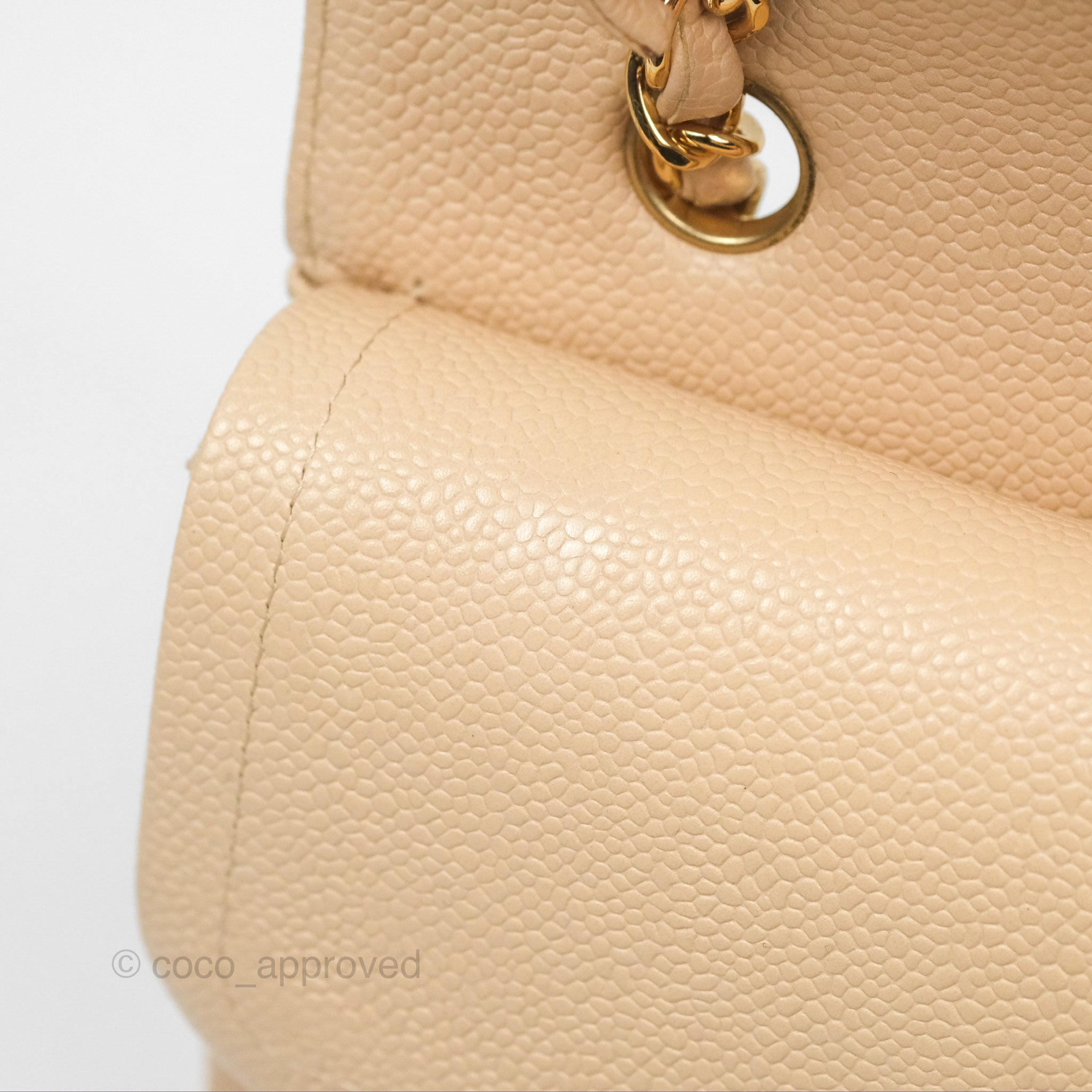 Chanel Classic Medium Flap Bag - Quilted Beige Caviar Leather with Gold Hardware | Luxury Handbag for Women, Perfect for Work, Evening Events & Special Occasions