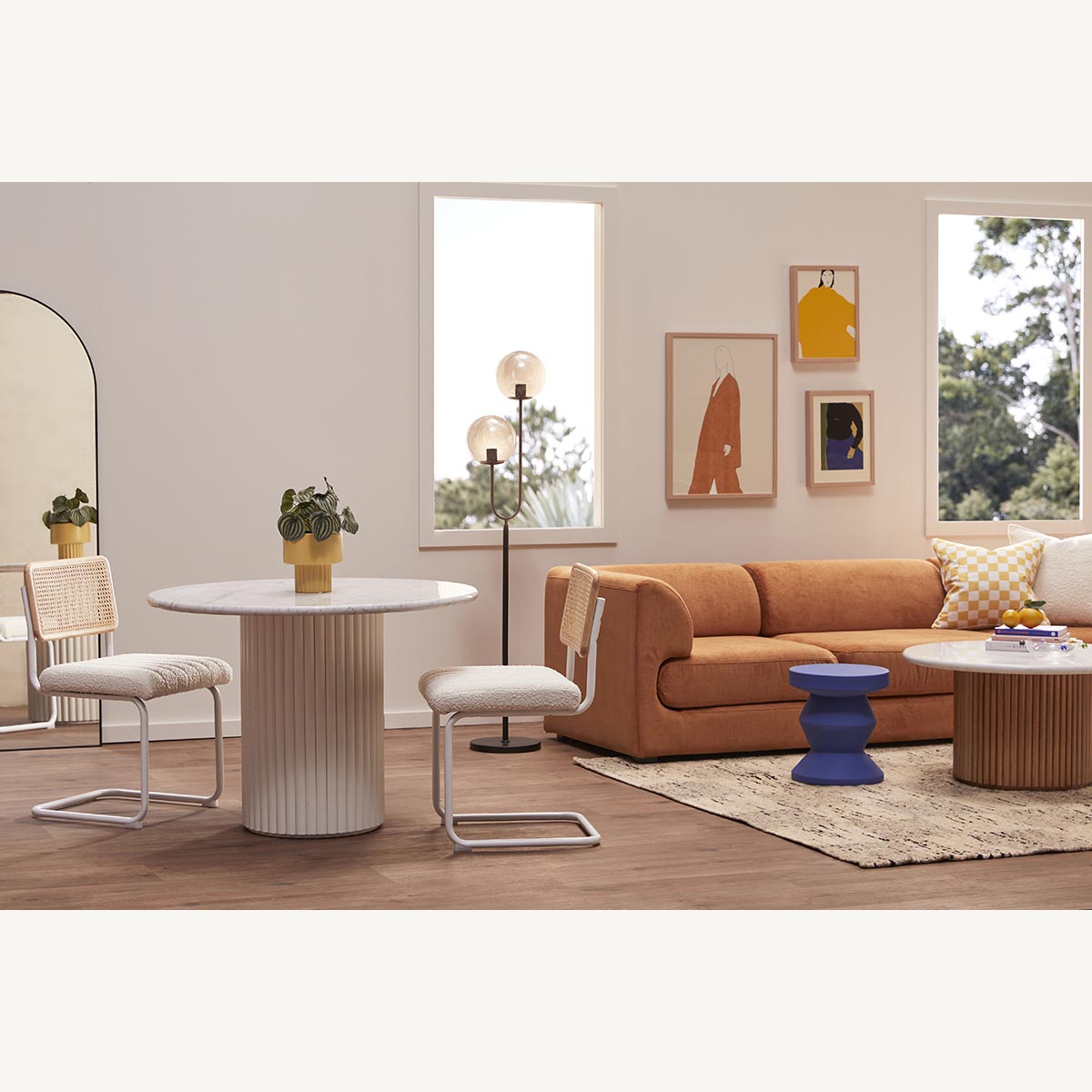 Elegant Cosmos Marble Dining Table - Modern Round Marble Top with Sturdy Metal Base for Dining Room, Kitchen, or Outdoor Patio