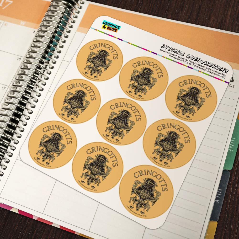 Harry Potter Gringotts Bank Logo 1 Inch Clear Stickers for Planners, Calendars, Scrapbooking & DIY Crafts - Perfect for Journaling, Bullet Journals, and Gift Decoration