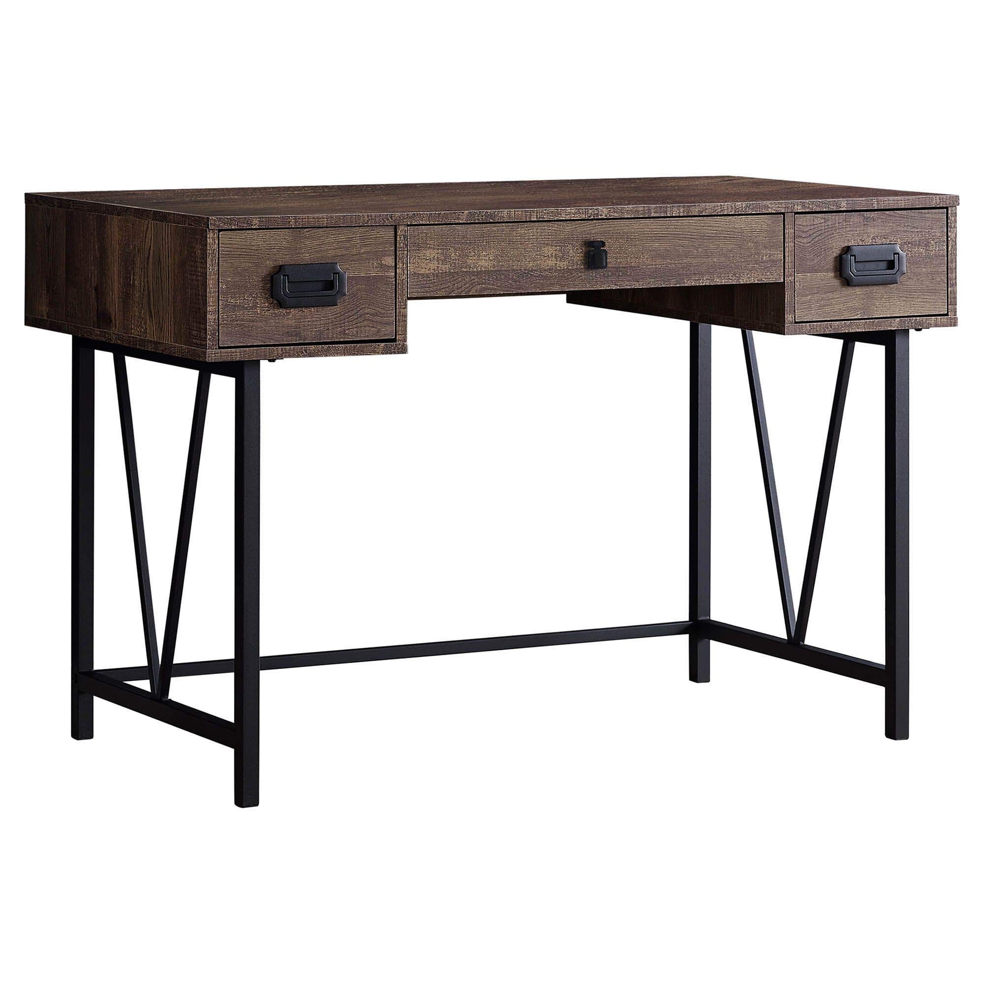 Reclaimed Wood Look Modern Computer Desk with Black Metal Legs - Stylish Home Office Desk for Work & Study | Perfect for Small Spaces & Contemporary Decor
