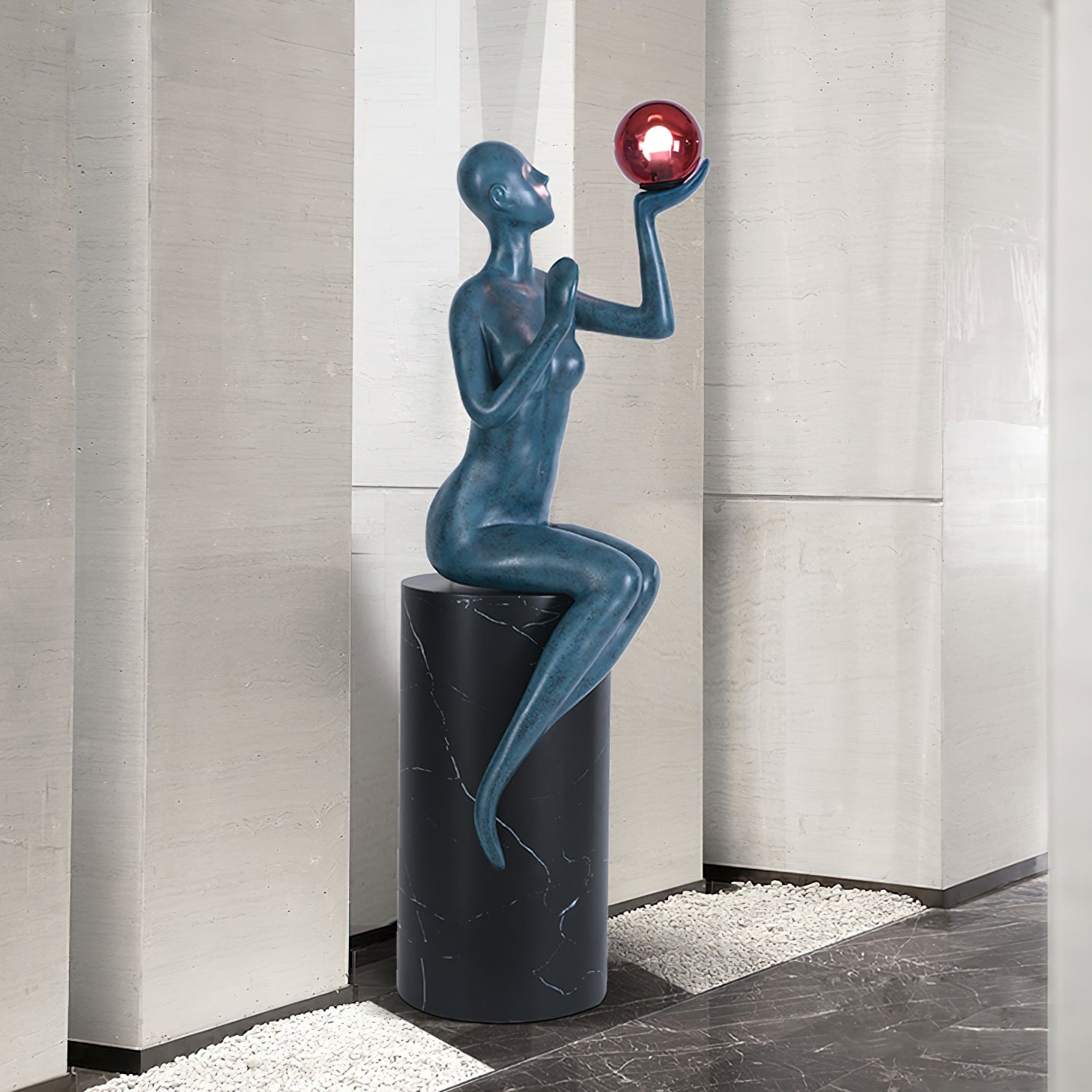 Modern Myron Sculpture Floor Lamp - Elegant Home Decor for Living Room, Bedroom & Office - Adjustable Height LED Standing Light for Ambient & Task Lighting
