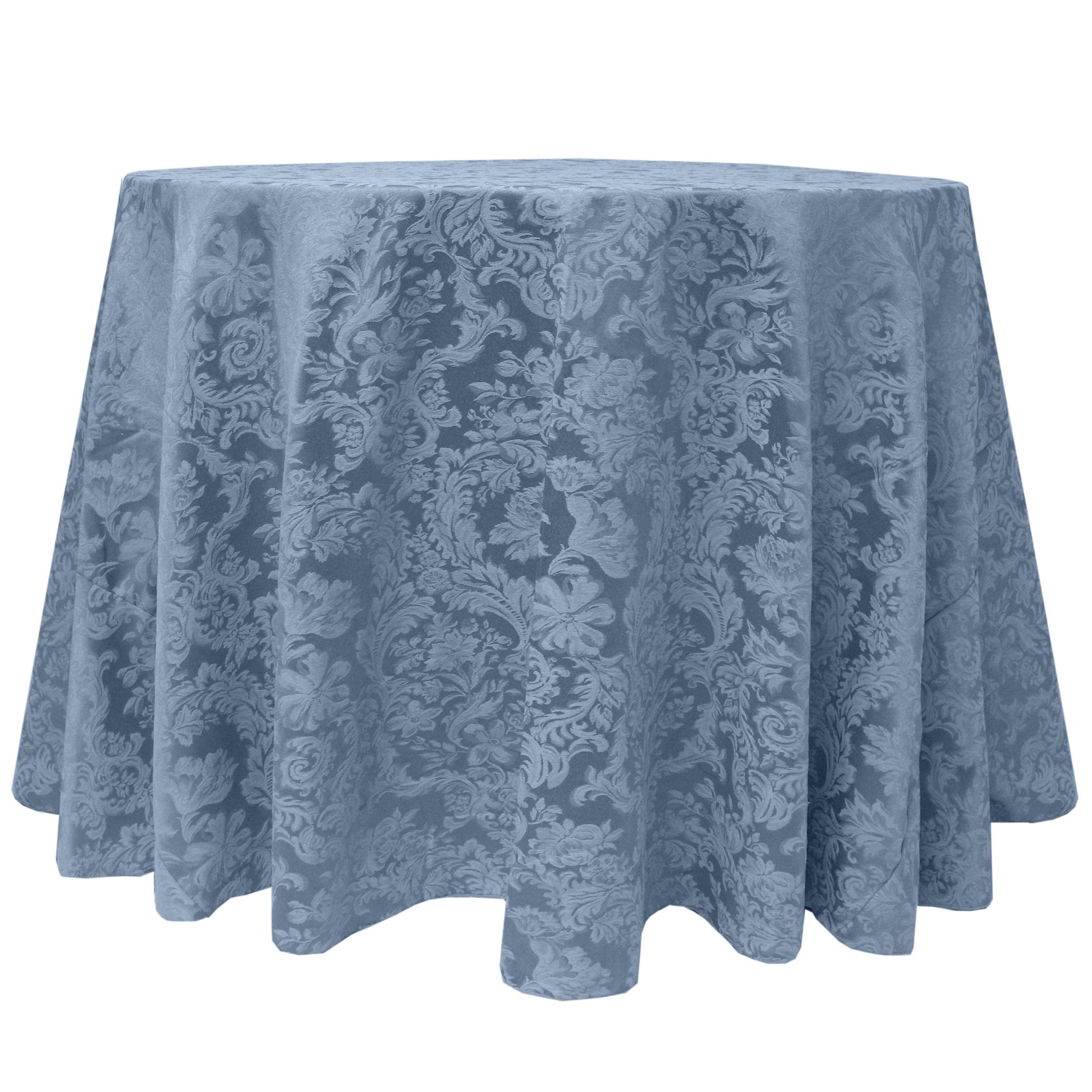 5-Pack Miranda 60-Inch Round Damask Tablecloth Set - Premium Slate Blue Textile for Tables Under 60