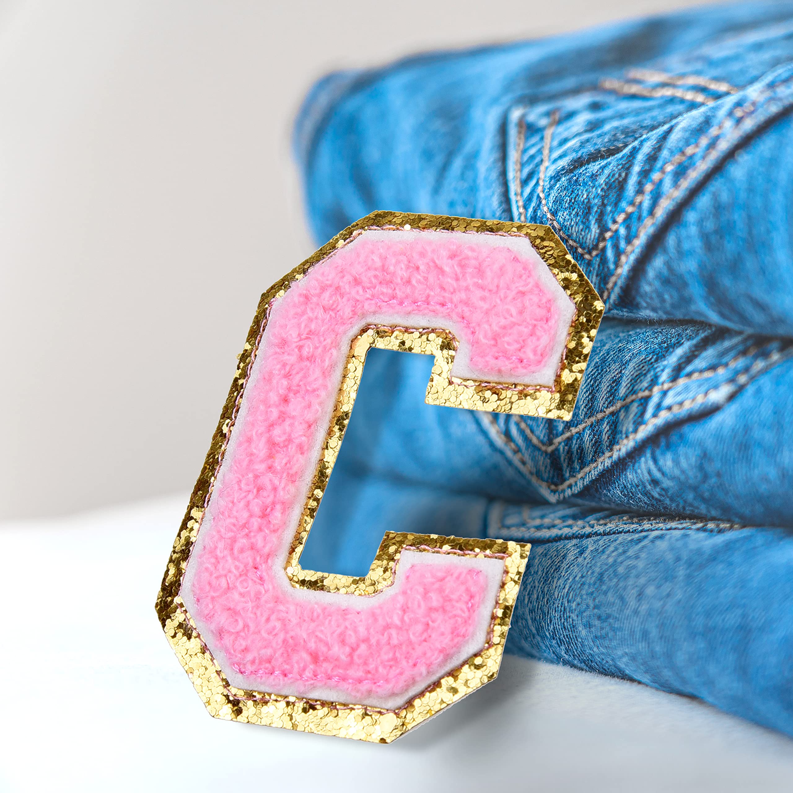 Kare & Kind Iron On Letter Patches - C Alphabet Chenille Embroidered Sew On/Iron On Patches for Clothing, Shirts, Uniforms, Dresses, Jackets, Bags, Hats - DIY Crafting, Arts & Sewing Supplies for Customizing Handmade Items & Personalizing Gifts