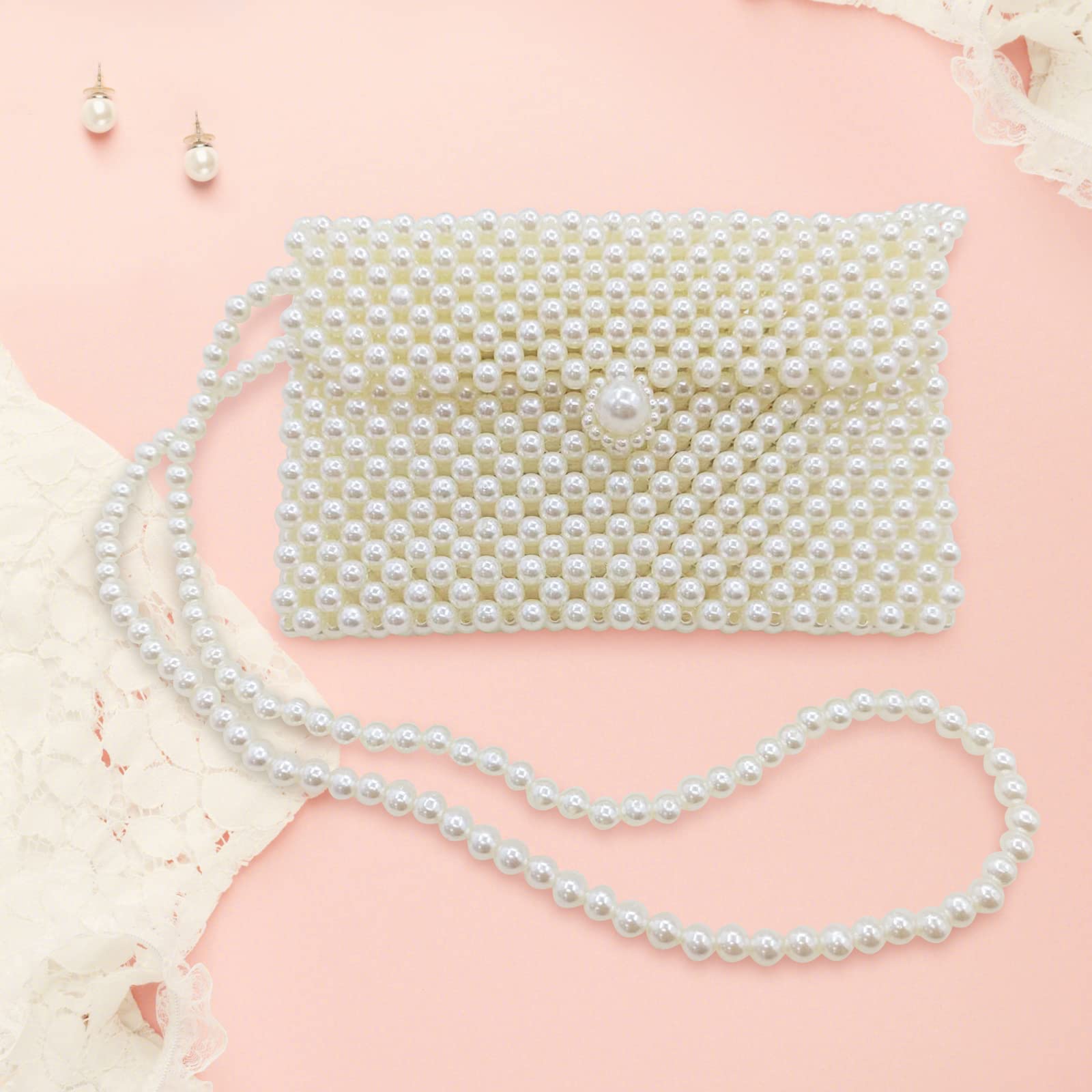 Elegant Pearl Clutch Purse for Women - Beaded Evening Bag for Parties, Weddings & Special Occasions | Perfect for Formal Events, Date Nights & Bridal Accessories