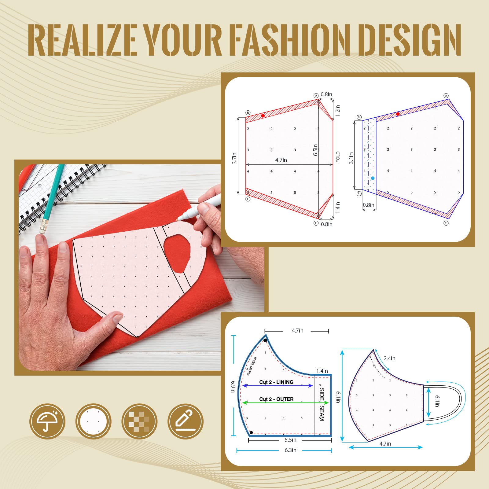 Dotted Pattern Paper for Sewing - 45 Inch x 10 Yards Tracing Paper with Alphanumeric Markings for Dressmaking & Pattern Drafting - Perfect for DIY Fashion Design, Quilting, and Costume Making