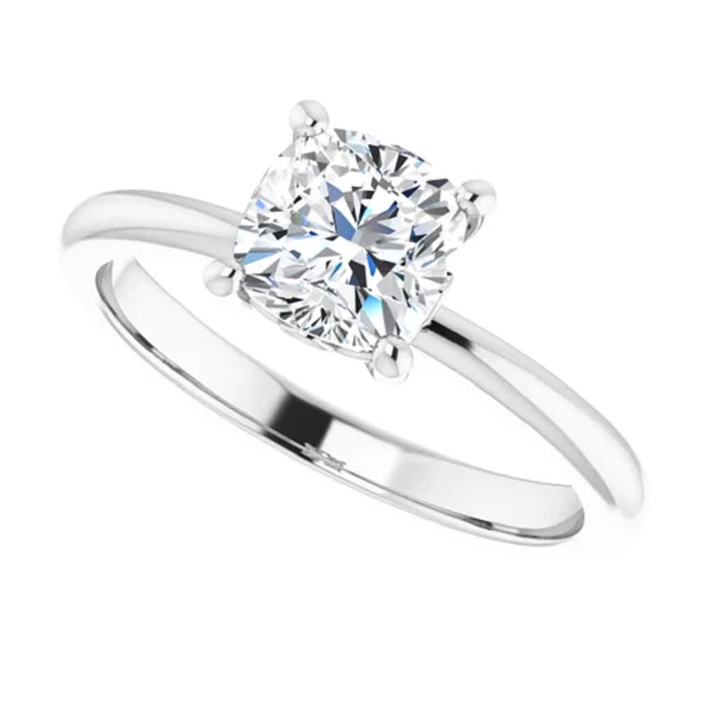 10K Solid White Gold Handmade Engagement Ring - 1.0 CT Cushion Cut Moissanite Diamond Solitaire Wedding Band for Women - Perfect for Proposals, Anniversaries & Bridal Jewelry Gifts