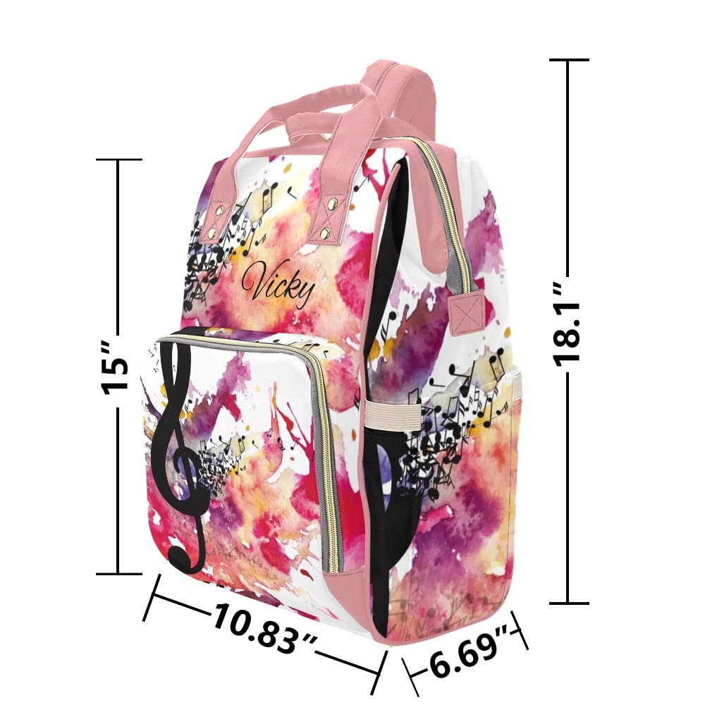 Personalized Diaper Bag with Music Notes & Clef Design - Custom Waterproof Nursing Tote & Maternity Backpack for Moms - Perfect for Travel, Outdoor & Everyday Use