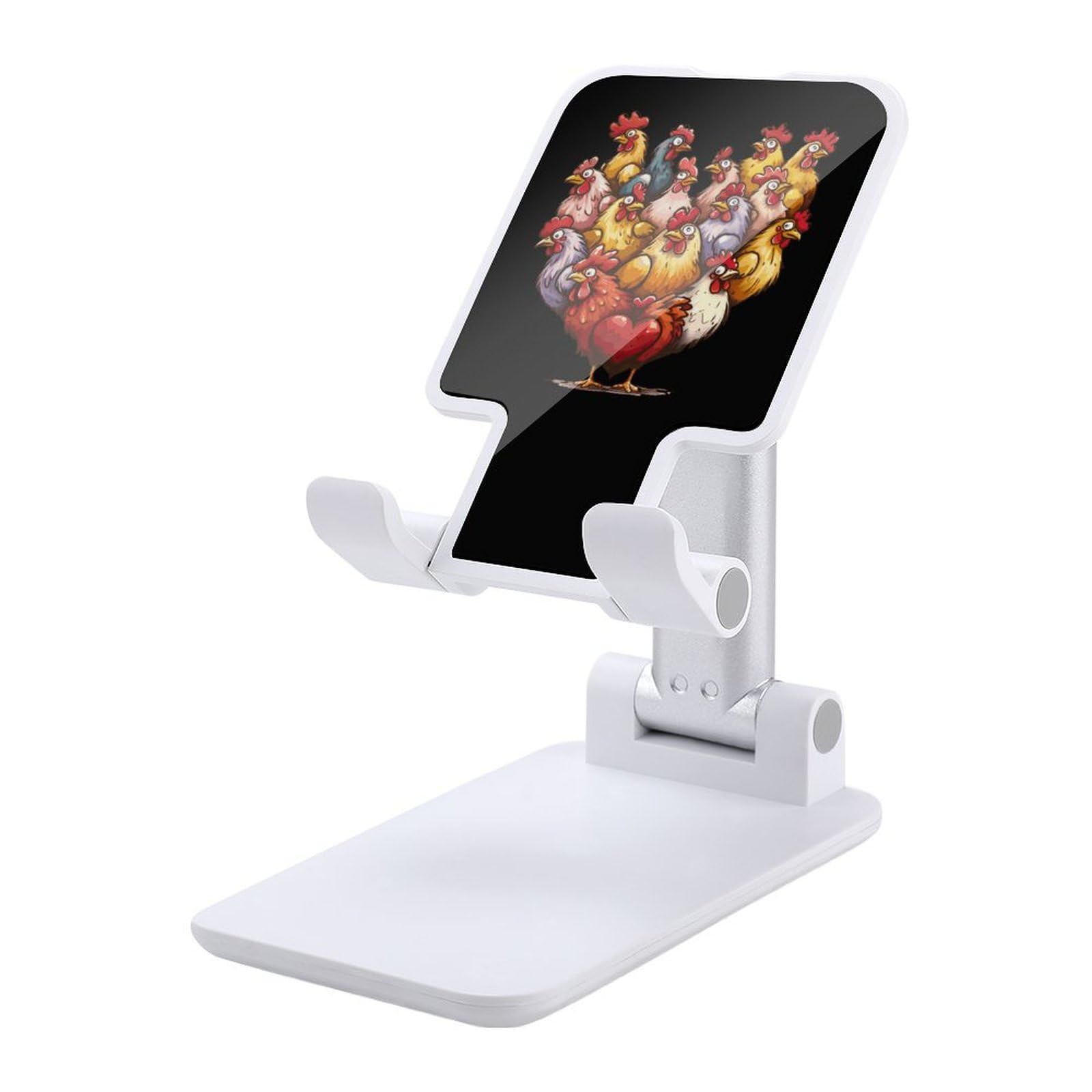 Love Chickens Heart Cell Phone Stand - Foldable & Adjustable Phone Holder for Desk, Table, Office, Home - Cute Chicken-Themed Accessory for iPhone, Samsung, iPad