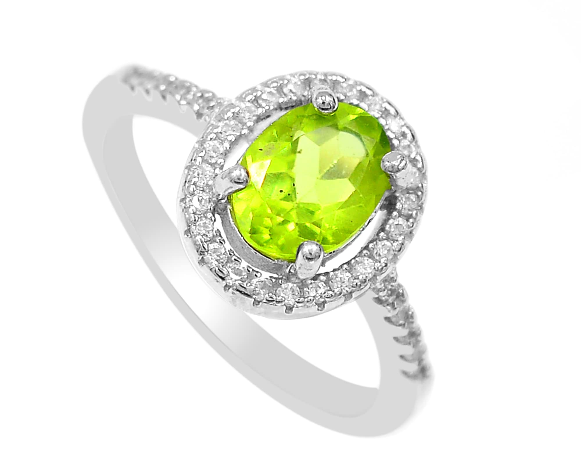 Natural Green Peridot Jewelry Set - 925 Sterling Silver Ring, Earrings & Pendant | August Birthstone Gift for Women, Girlfriend | Perfect for Christmas, Birthday & Anniversary Gifts
