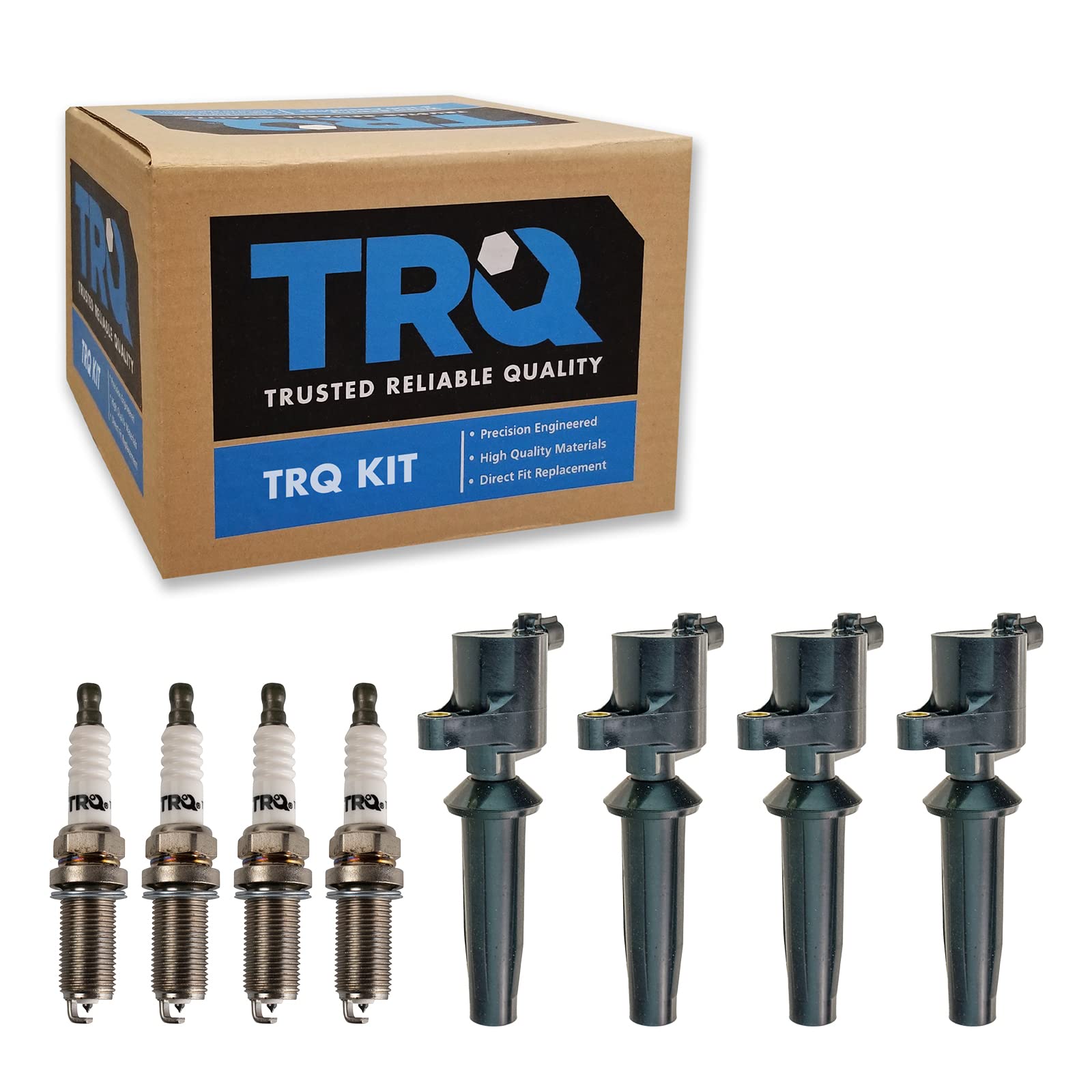 TRQ Ignition Kit - Ignition Coil & Spark Plugs Compatible with Ford Escape (2005-2008), Focus (2003-2011), Transit Connect (2010-2013) | Mazda 3 (2004-2005), 6 (2005), Tribute | Mercury Mariner - Improve Engine Performance & Fuel Efficiency