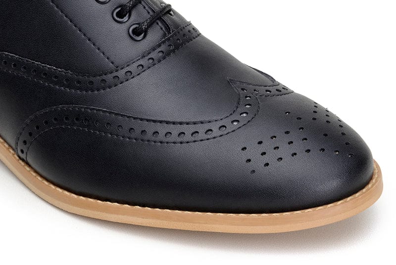 Elena Women's Vegan Leather Oxford Shoes - Comfortable & Stylish Black Loafers for Work, Office & Casual Wear