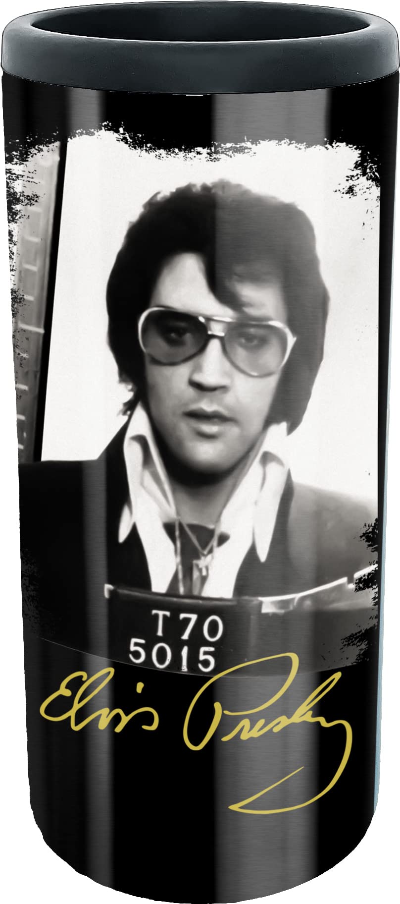 Spoontiques Stainless Steel Can Cooler - Double Walled Insulated Beverage Sleeve for Cans - Keeps Drinks Cold Longer - Elvis Themed Design - Perfect for Parties, BBQs, and Outdoor Events