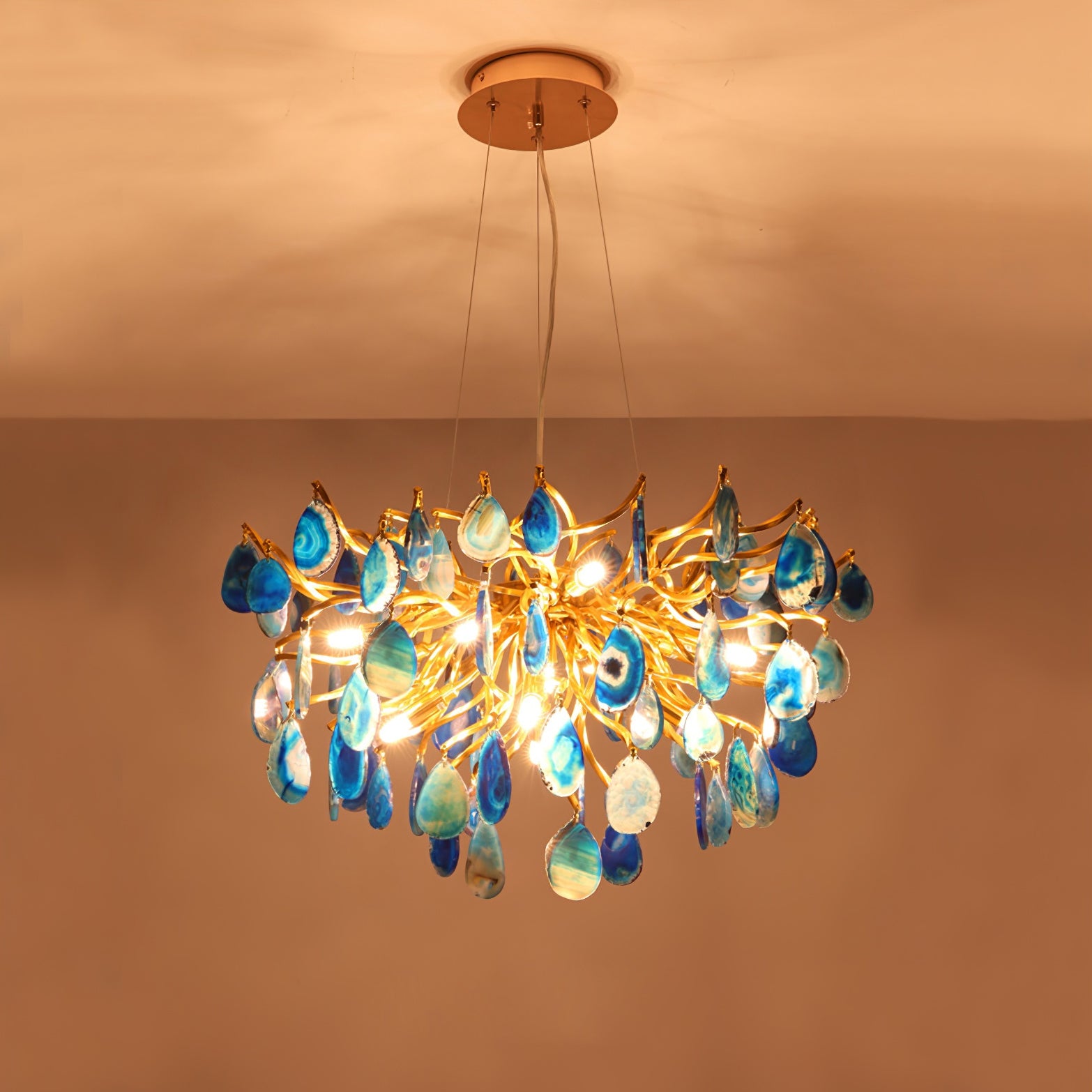 Luxury Agate Crystal Chandelier - Elegant Handcrafted Natural Stone Pendant Light for Dining Room, Living Room & Bedroom Decor | Perfect for Modern Home, Wedding Venue & Luxury Hotel Lighting