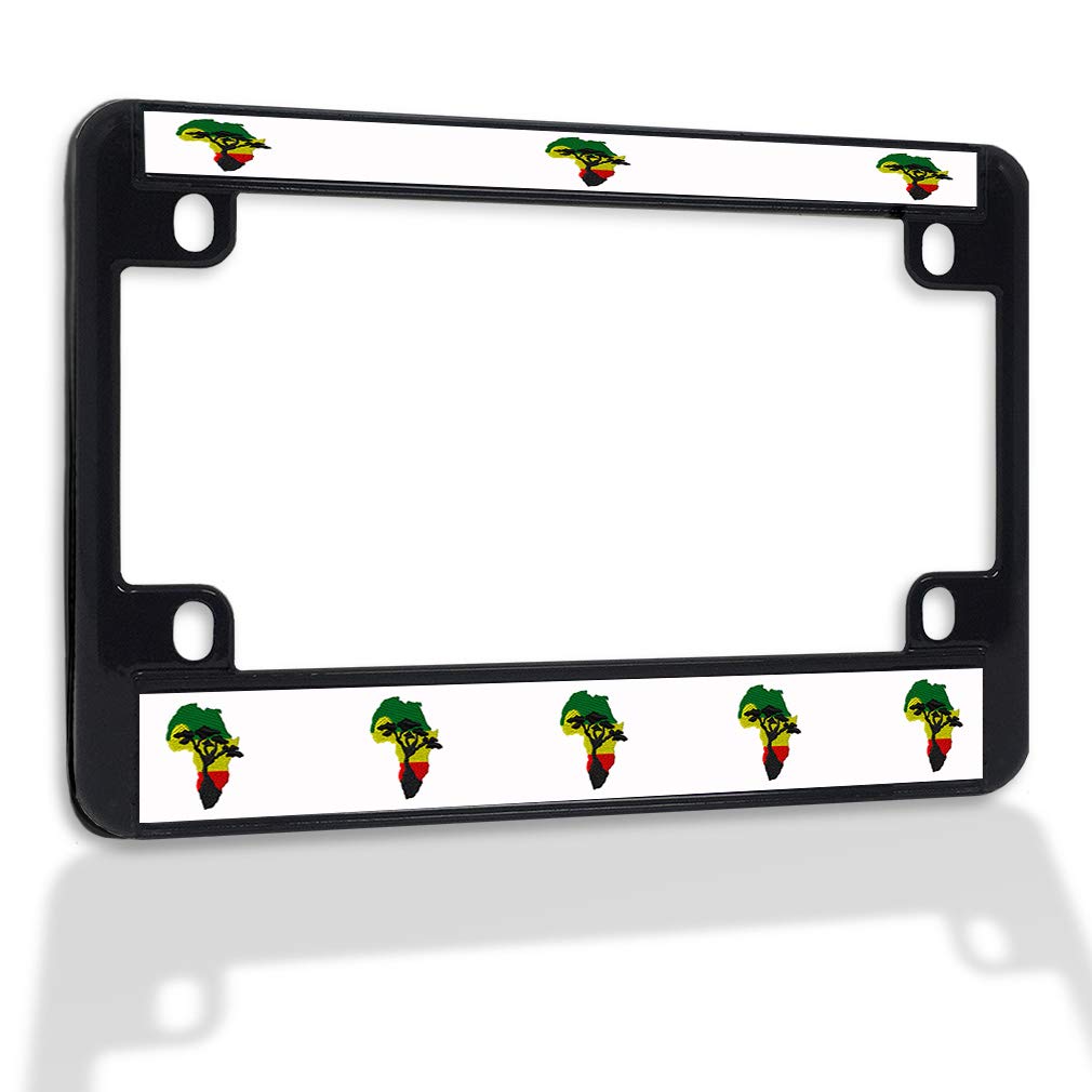 Premium Metal Insert Bike License Plate Frame - Durable Weatherproof Motorcycle Accessories (Black, 4 Holes Solid Insert) - Perfect for Africa Rides & Outdoor Adventures