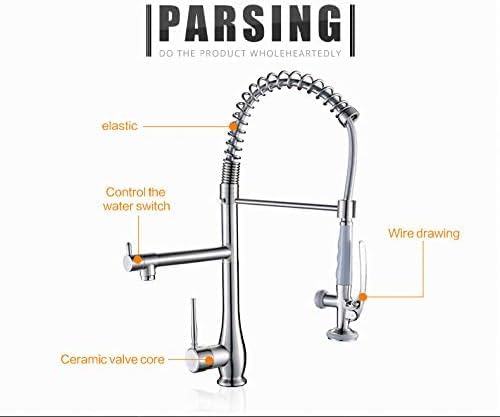 Nickel Brushed Kitchen Faucet with Dual Spray Swivel Spout - Hot and Cold Water Mixer Tap for Modern Sink - Perfect for Cooking, Washing Dishes, and Kitchen Cleaning