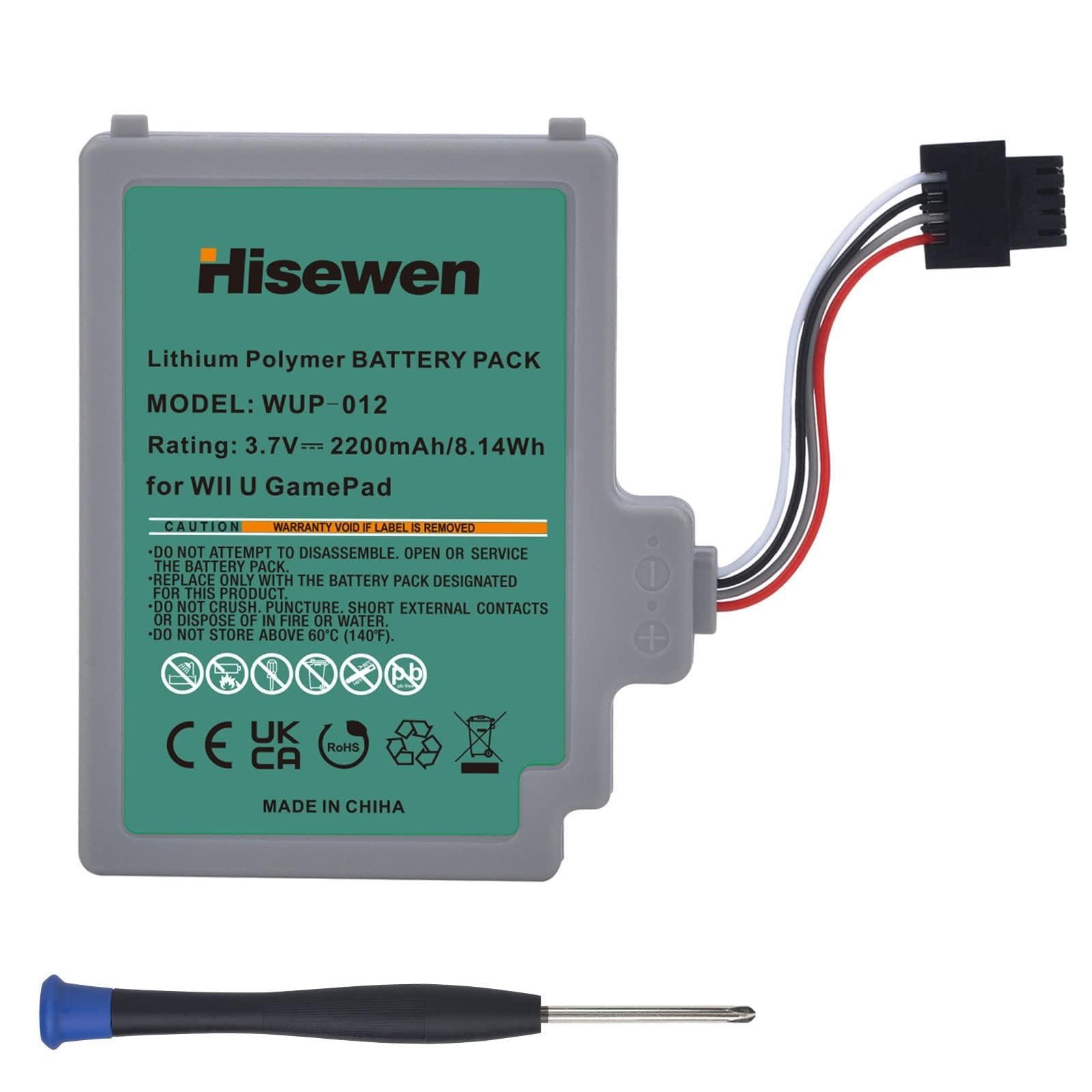 Hisewen 2200mAh Rechargeable Battery Replacement for Nintendo Wii U Gamepad WUP-012 & WUP-010 - Long-Lasting Power for Extended Gaming Sessions