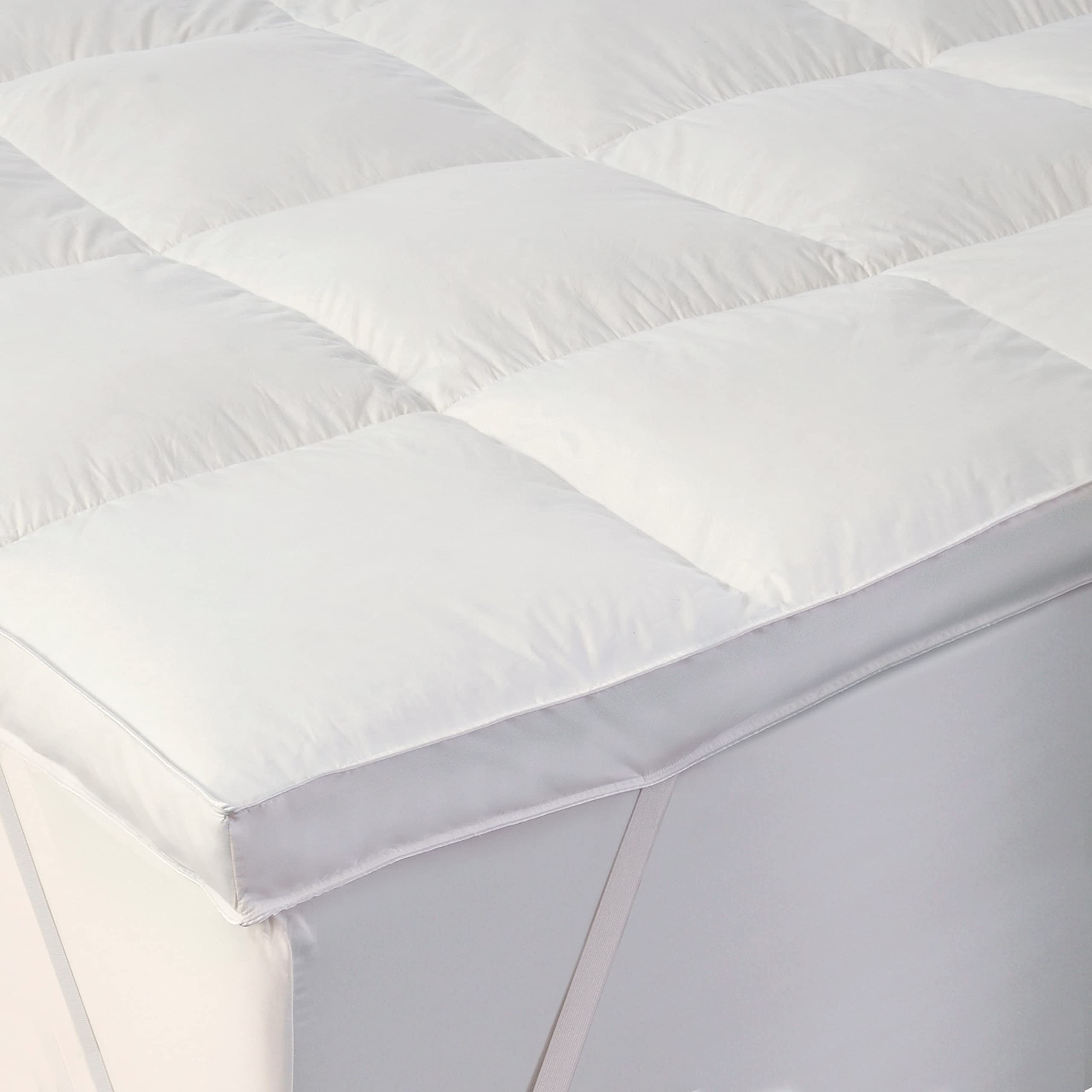 1.5 Inch Hotel Style Feather & Down Alternative Blend Feather Bed Topper with Anchor Bands - Queen Size for Ultimate Comfort and Luxury Bedding Experience - Perfect for Home, Hotel, and Airbnb Use