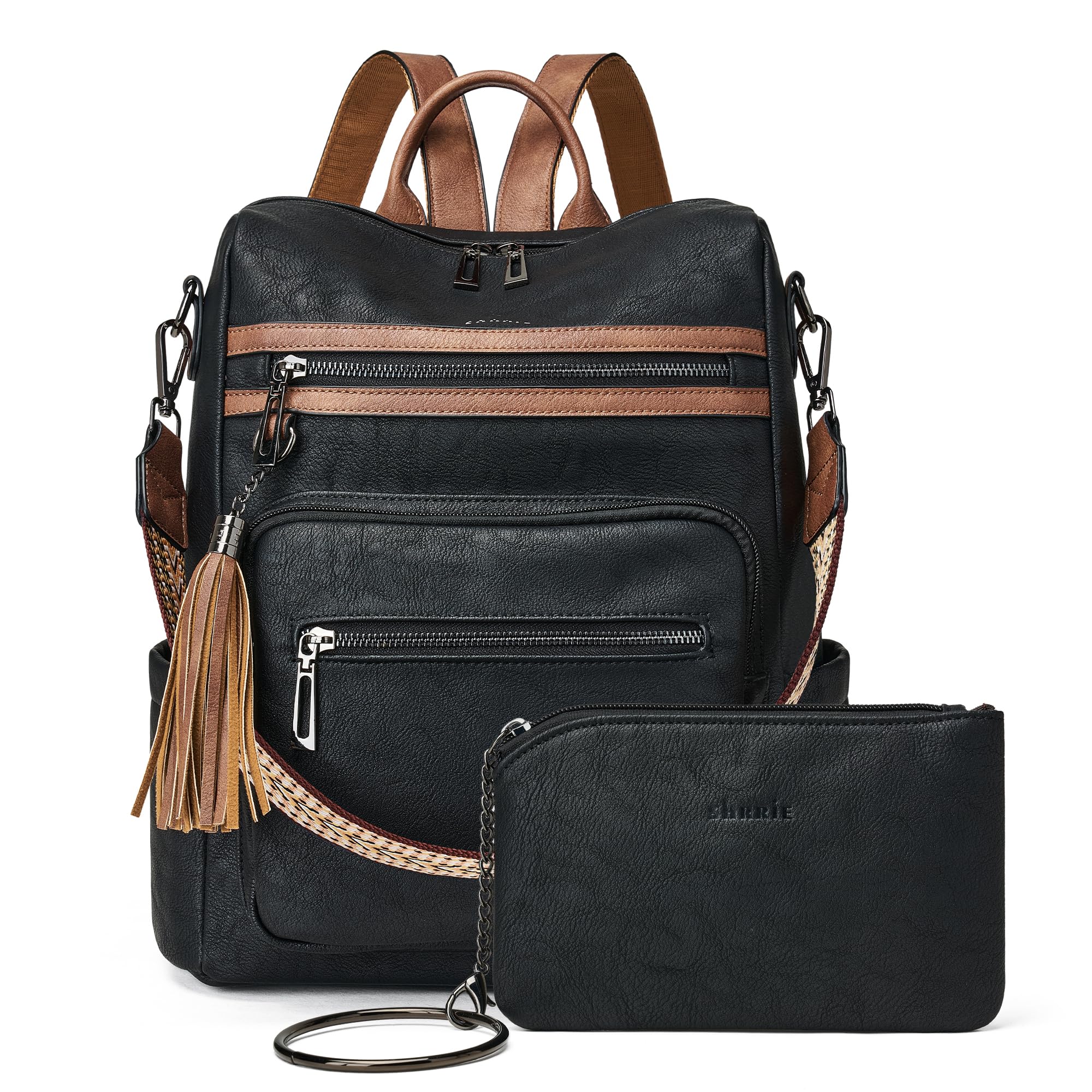 Shrrie Women's Leather Backpack Purse - Convertible Shoulder Bag for Travel, Work & Daily Use | Fashion Designer Backpack for Women