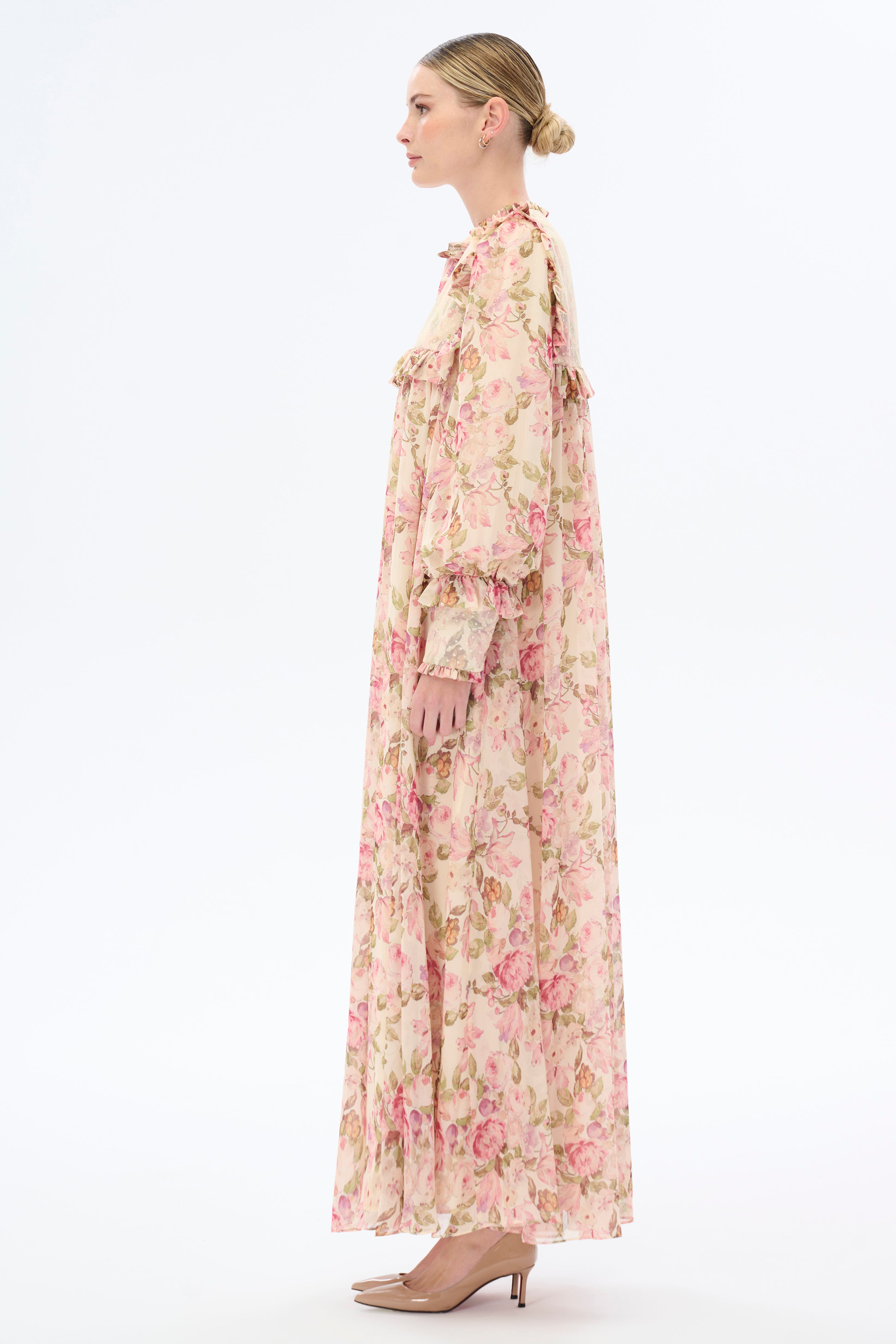 Julia Floral Print Long Sleeve Maxi Dress for Women - Elegant Boho Summer Dress for Beach, Wedding & Special Occasions