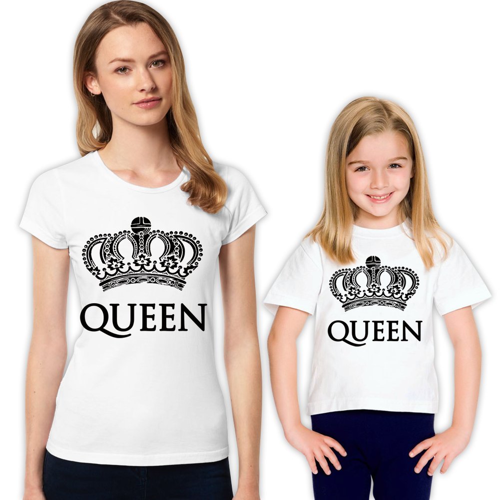 Matching Family T-Shirts for Queen, Queen Mother & Daughter - Mother Daughter Matching Outfits for Family Photos, Reunions & Special Occasions