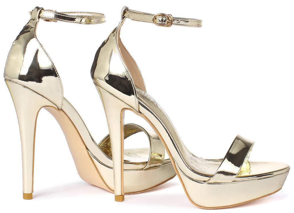YooPrettyz Women's Metallic Ankle Strap Platform High Heel Sandals - Elegant Dress Shoes for Parties, Weddings & Evening Events