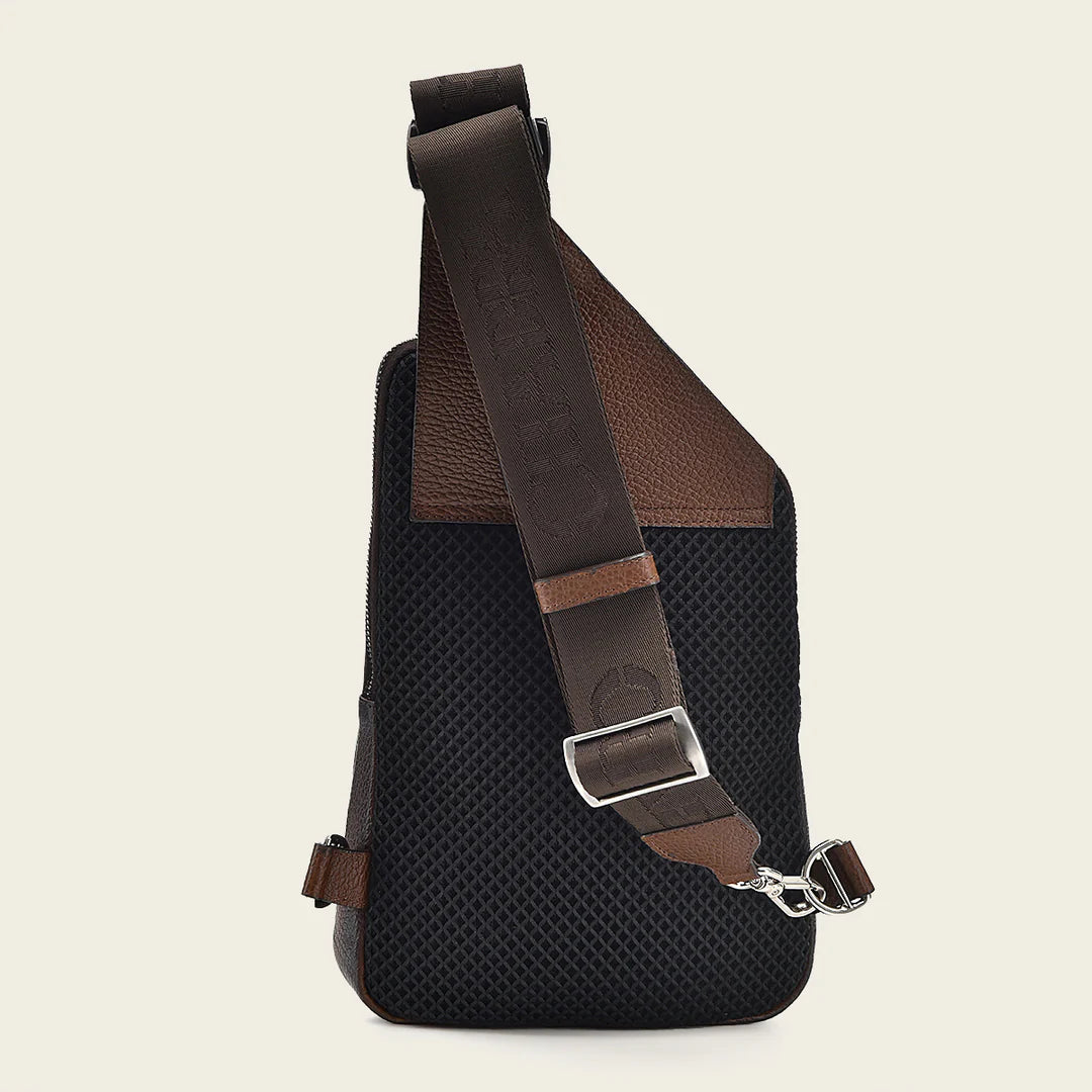 BOC22FC Genuine Leather Crossbody Messenger Bag - Stylish Brown Caiman Print, Casual Fashion for Men & Women | Perfect for Work, Travel & Everyday Use